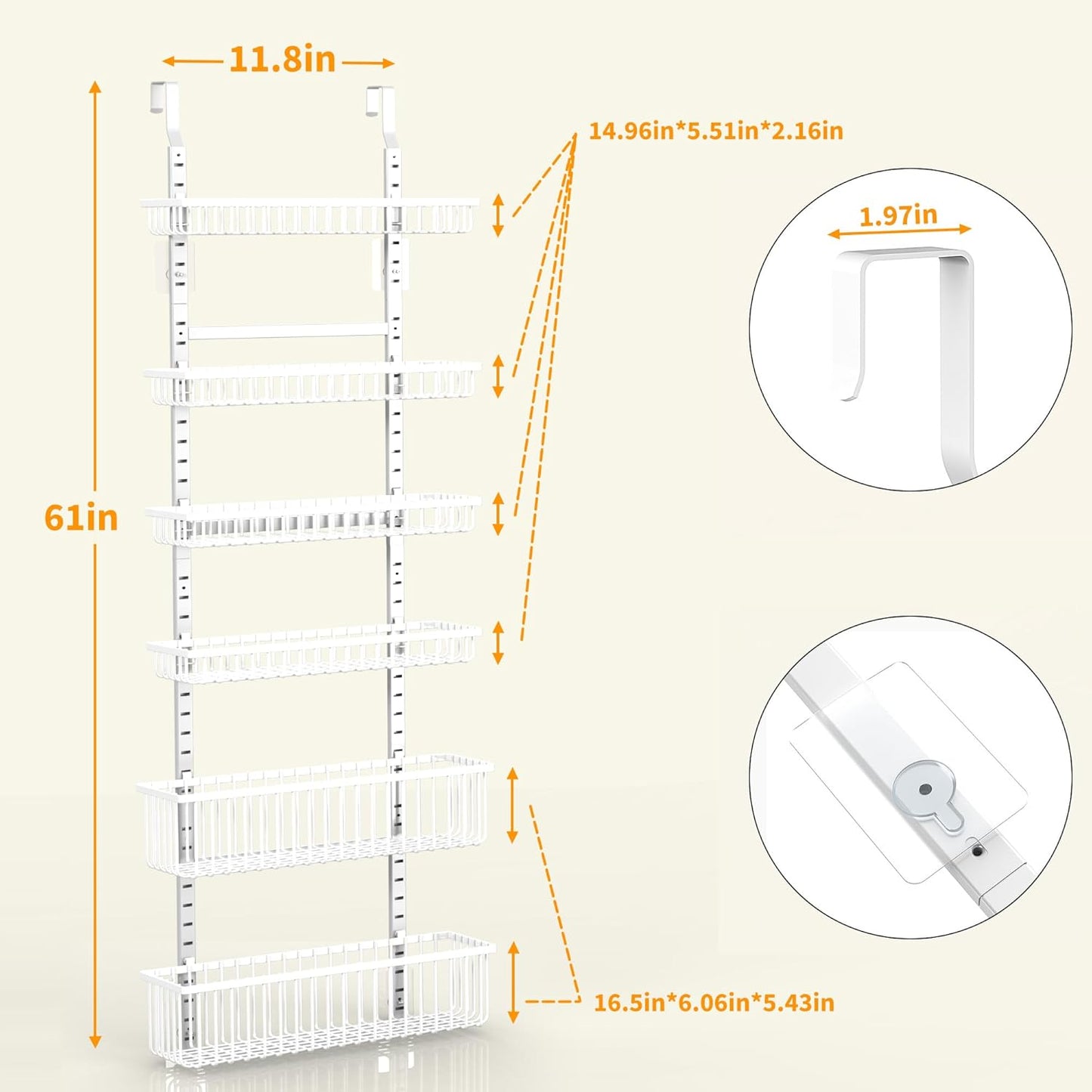 Moforoco 6-Tier Over The Door Pantry Organizer, Pantry Organization and Storage, Black Hanging Basket Wall Spice Rack Seasoning Shelves, Home & Kitchen Laundry Room Bathroom Essentials accessories