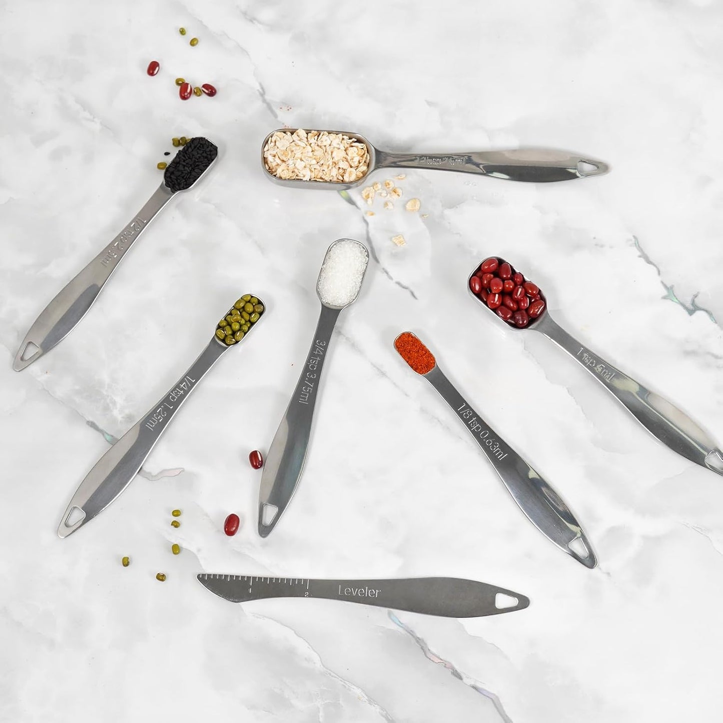 17 Piece Measuring Cups and Spoons Set, Stainless Steel Measuring Spoons Set and Stackable Measuring Cup with Lid for Liquid and Dry Ingredients, Cooking Baking Gadgets