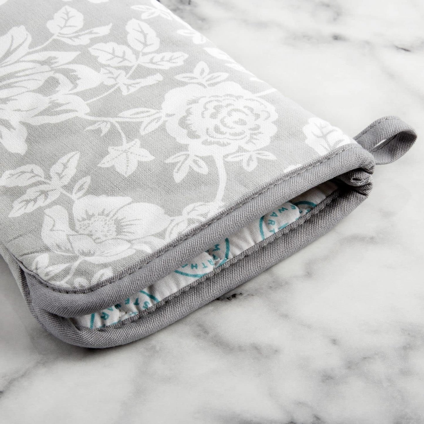 Martha Stewart Printed Oven Mitt Set, 7"x13", Floral Vine