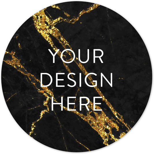 100 Custom Vinyl Stickers - Upload Your own Image, Text, Design, Logo - Personalized Logo Labels for Handmade, Packaging, Bottle, Jars, Candle, Brand Stickers (Black Gold Marble, 1x1)