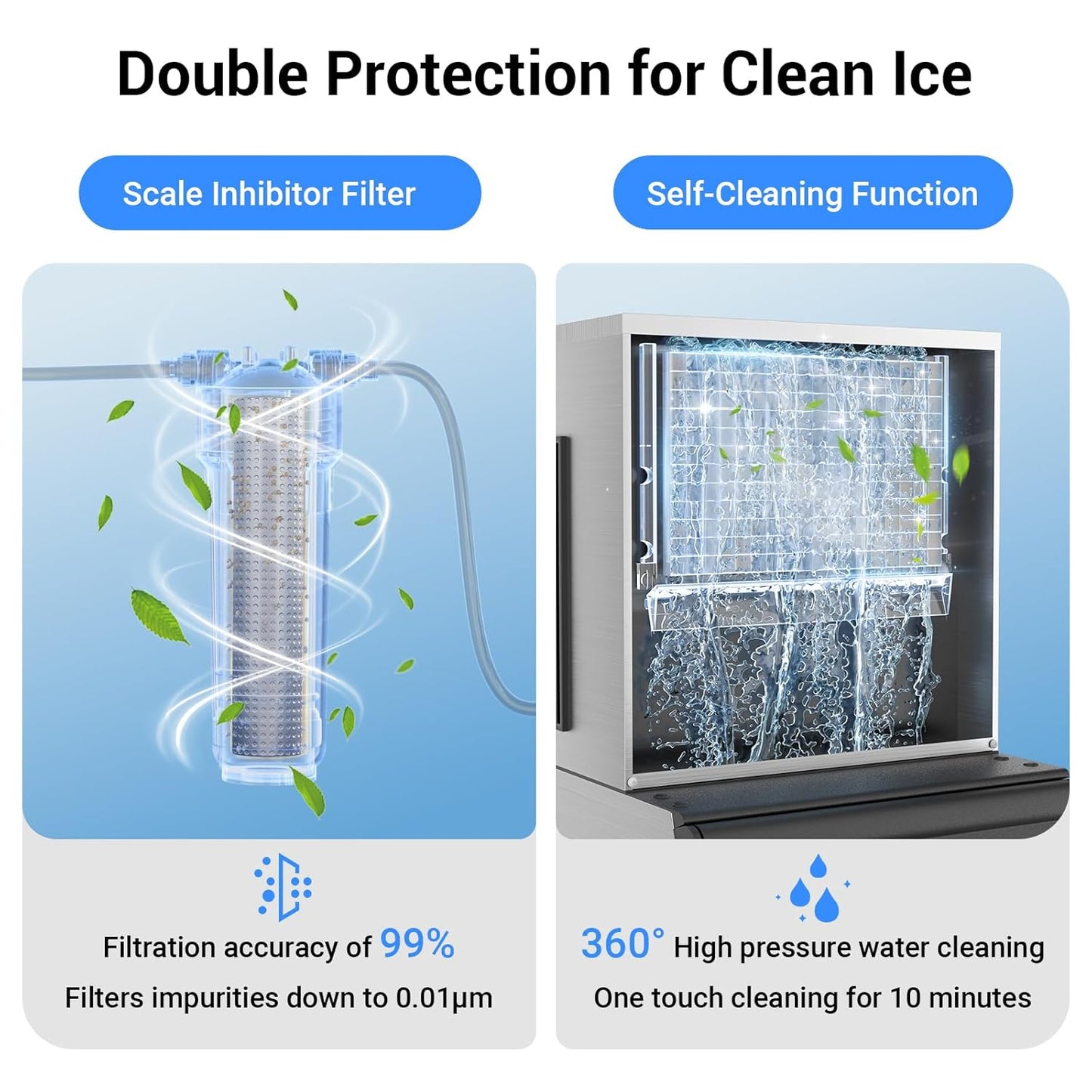 600LBS/24H Commercial Ice Machine Maker with 400LBS Storage Bin, Large Industrial Ice Maker, Self-Cleaning, Timing Function, 156 Ice Cubes Ready in 5-15min, Adjustable Ice Thicknesses
