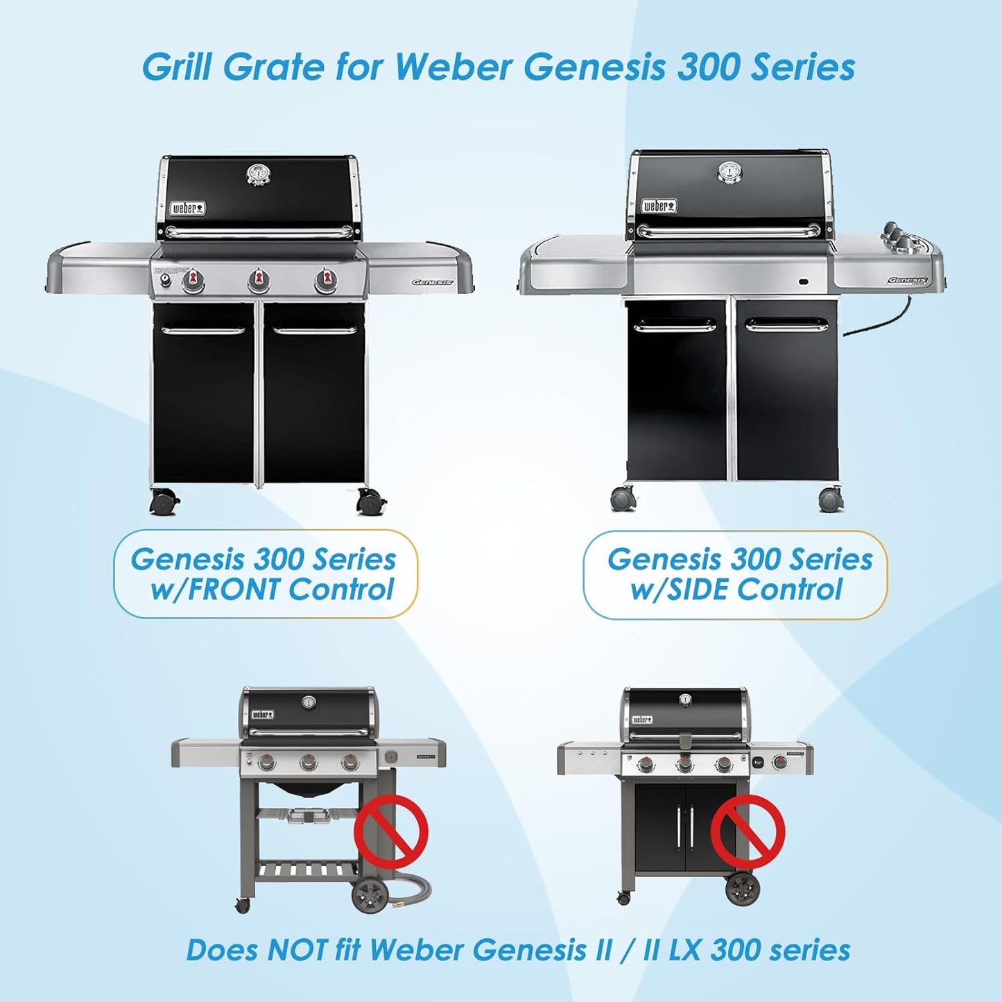 7528 7524 19.5" Grill Grates for Weber Genesis 300 Series Genesis E310 E320 E330 S310 S320 S330 EP310 EP320 EP330 for Weber Genesis 300 Grill Parts, 7MM Stainless Steel