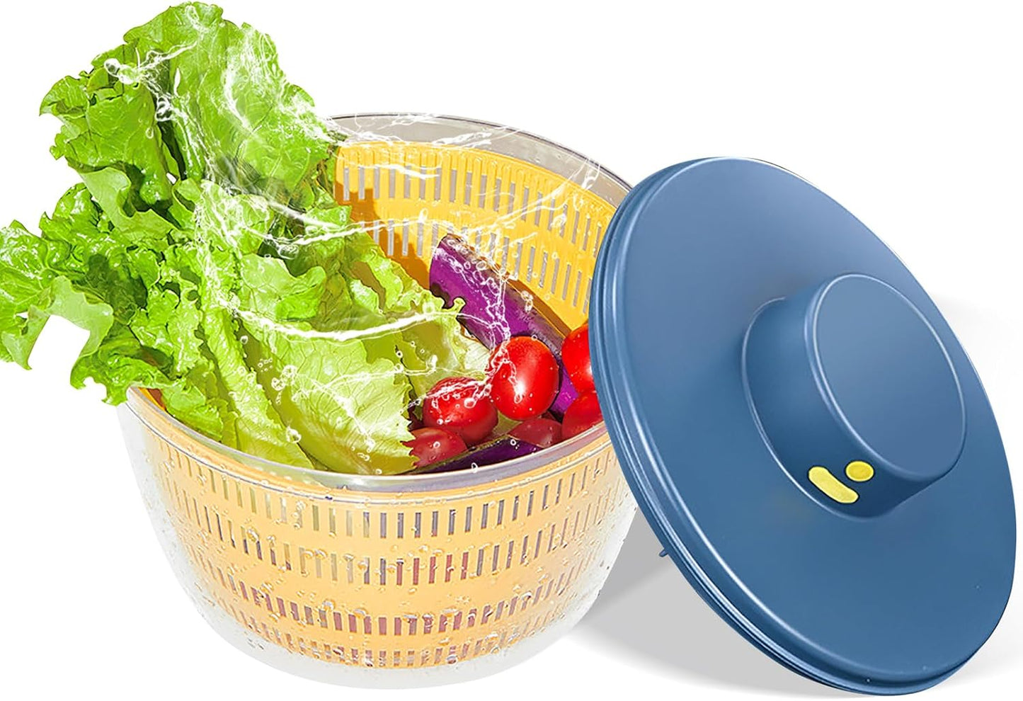 Electric Salad Spinner, 4L Lettuce Spinner Large Capacity USB Chargeble Fruit Vegetable Washer Dryer for Home Kitchen (Blue)