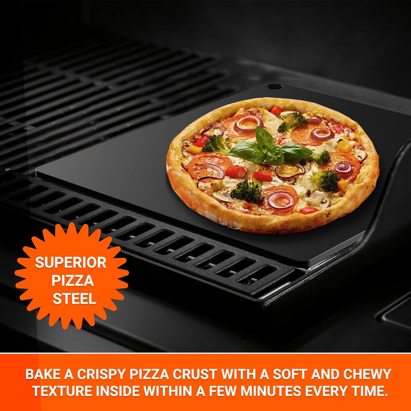 Onlyfire Pizza Steel Baking Stone for Oven BBQ and Grill - 16 x 14 inch Large Non-Stick Pizza Pan with High Performance Conductive Grilling Surface for Pizza Bread