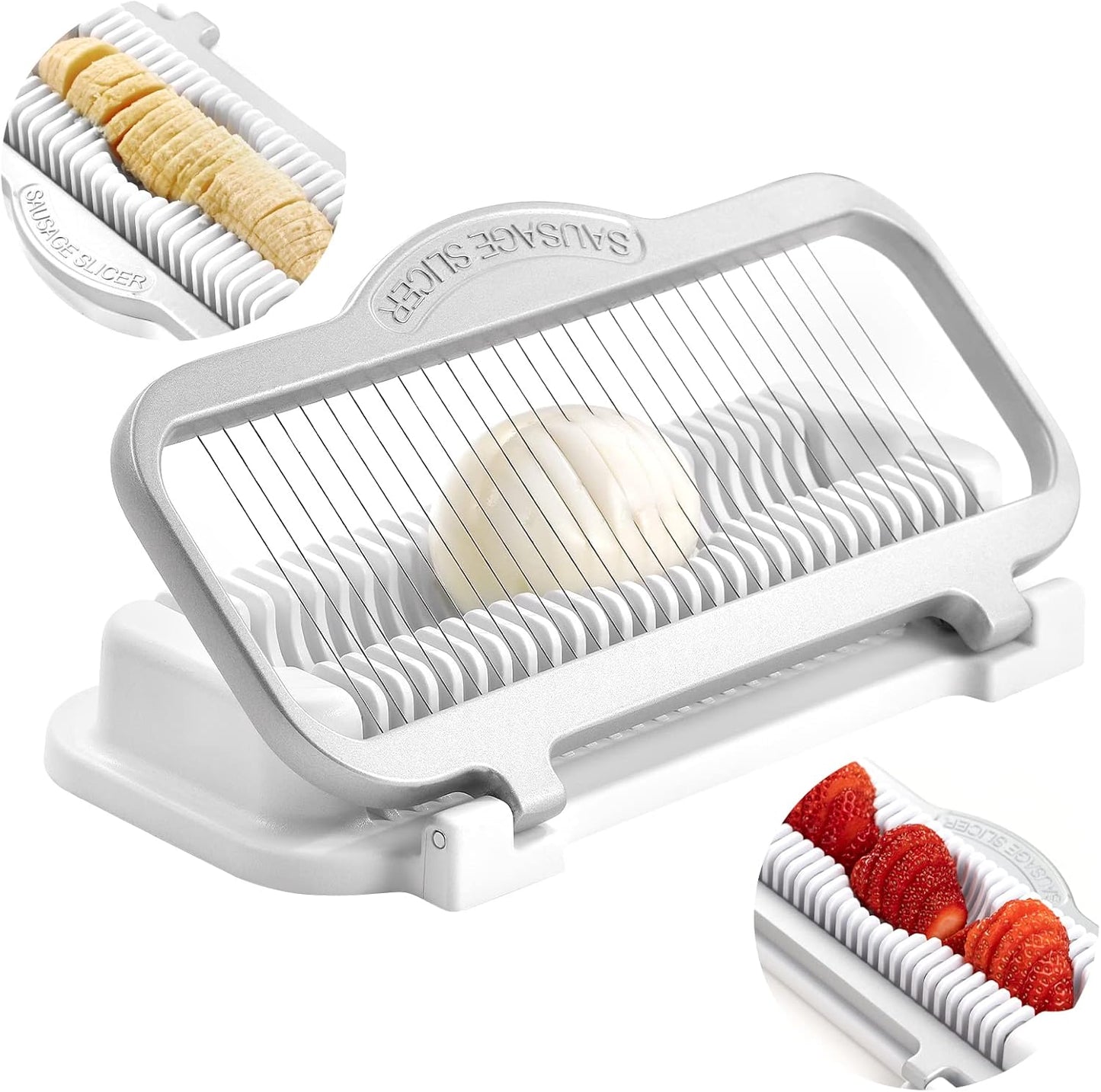 Egg Slicer for Hard Boiled Eggs Banana Slicer, Aluminium & Stainless Steel Wires Strawberry slicer Multipurpose Heavy Duty Dishwasher Safe Banana Cutter slicer