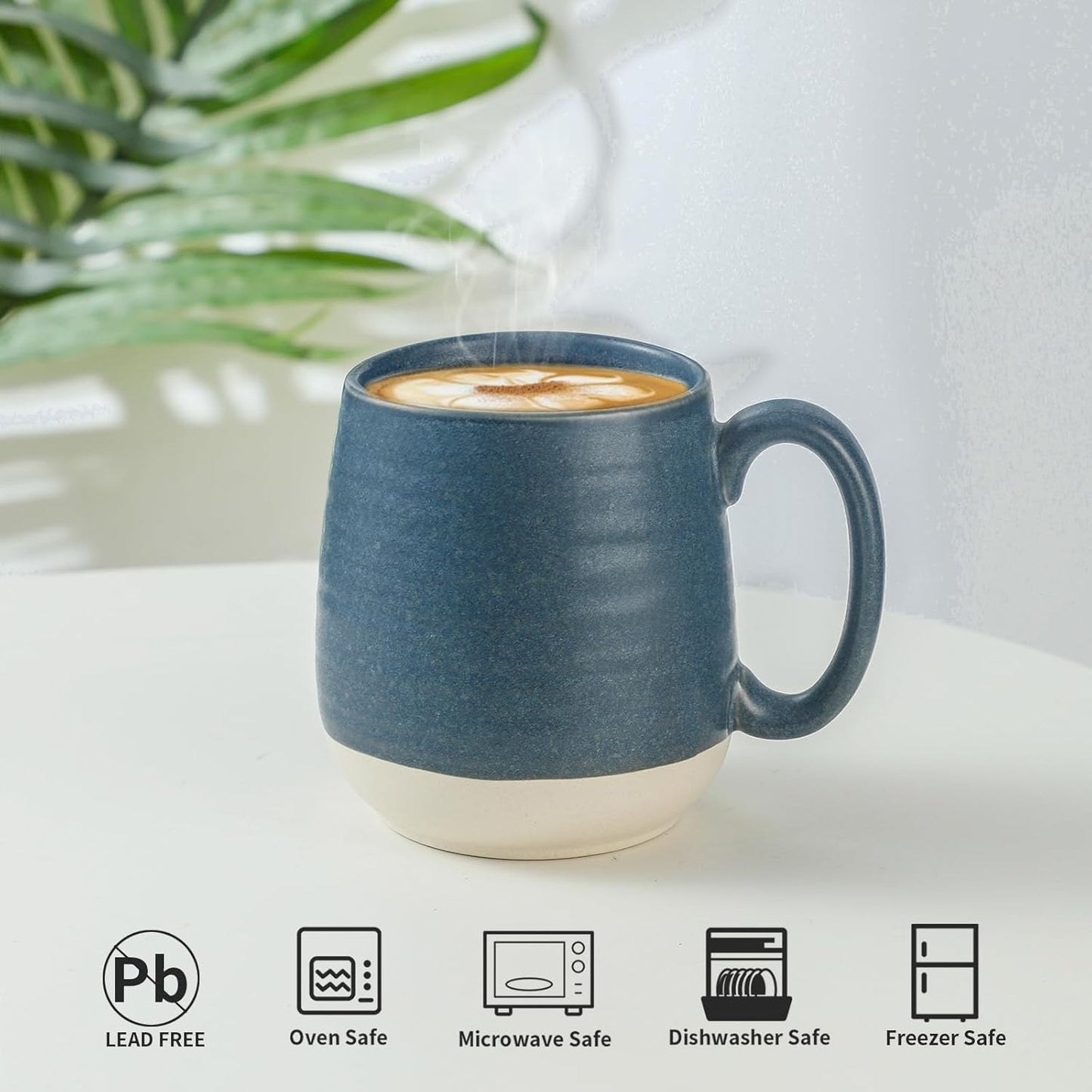 Hasense Coffee Mugs, 20 oz Oversized Coffee Cups Ceramic, Tea Cup with Handle for Coffee Cappuccino Soup Latte Hot Cocoa, Holiday Gift Mugs for Women and Men, 1 PCS(Deep Blue)