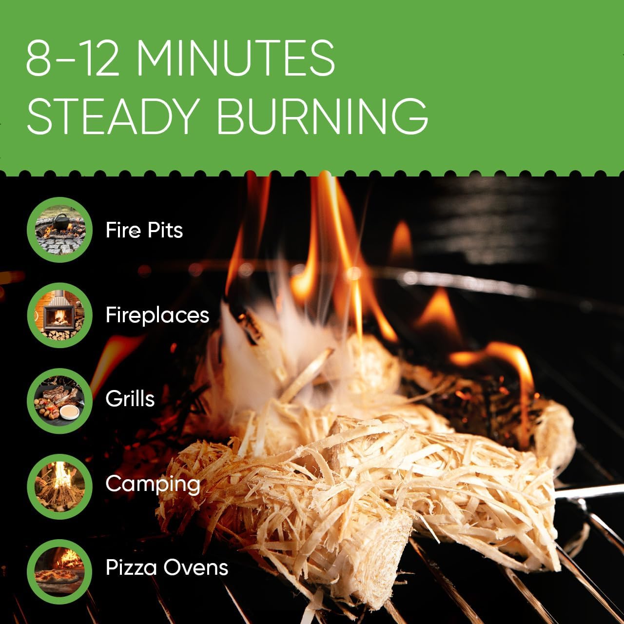 Inflame Fire Starters for Campfires, Grill, BBQ, Fireplace, Woodstove - Charcoal Starter - Waterproof, Weather-Resistant - Natural Wood Fireplace Starters - 24 pcs