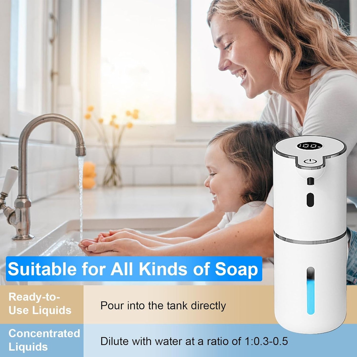 2 Pack Automatic Liquid Soap Dispenser Touchless, USB Rechargeable Smart Hand Soap Dispenser, 6-Level Adjustable, 12.8oz/380mL Wall Mount for Bathroom Kitchen Dish Soap