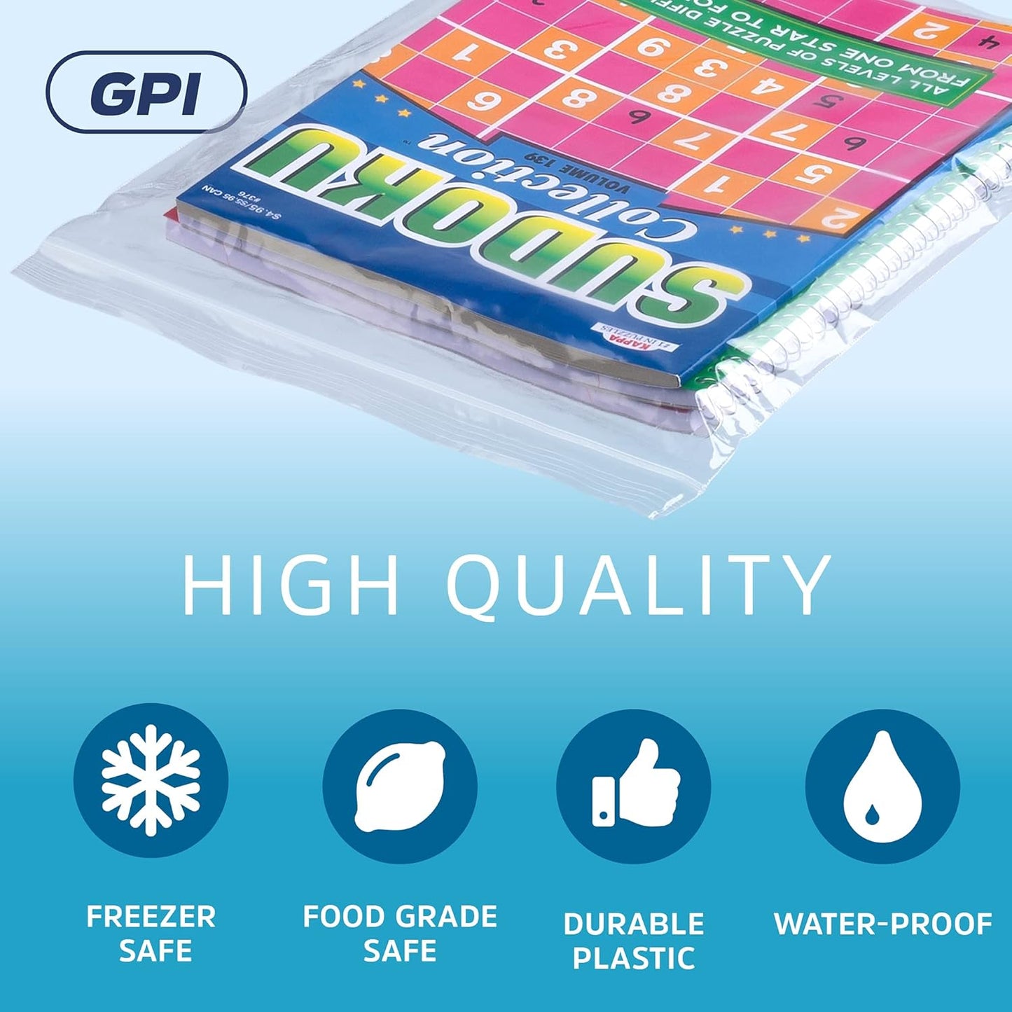 GPI Case of 1000, 10" X 13" Clear Plastic Reclosable Zip Bags - Bulk 2 Mil Thick Strong & Durable Poly Baggies with Resealable Zip Top Lock for Travel, Storage, Packaging & Shipping.