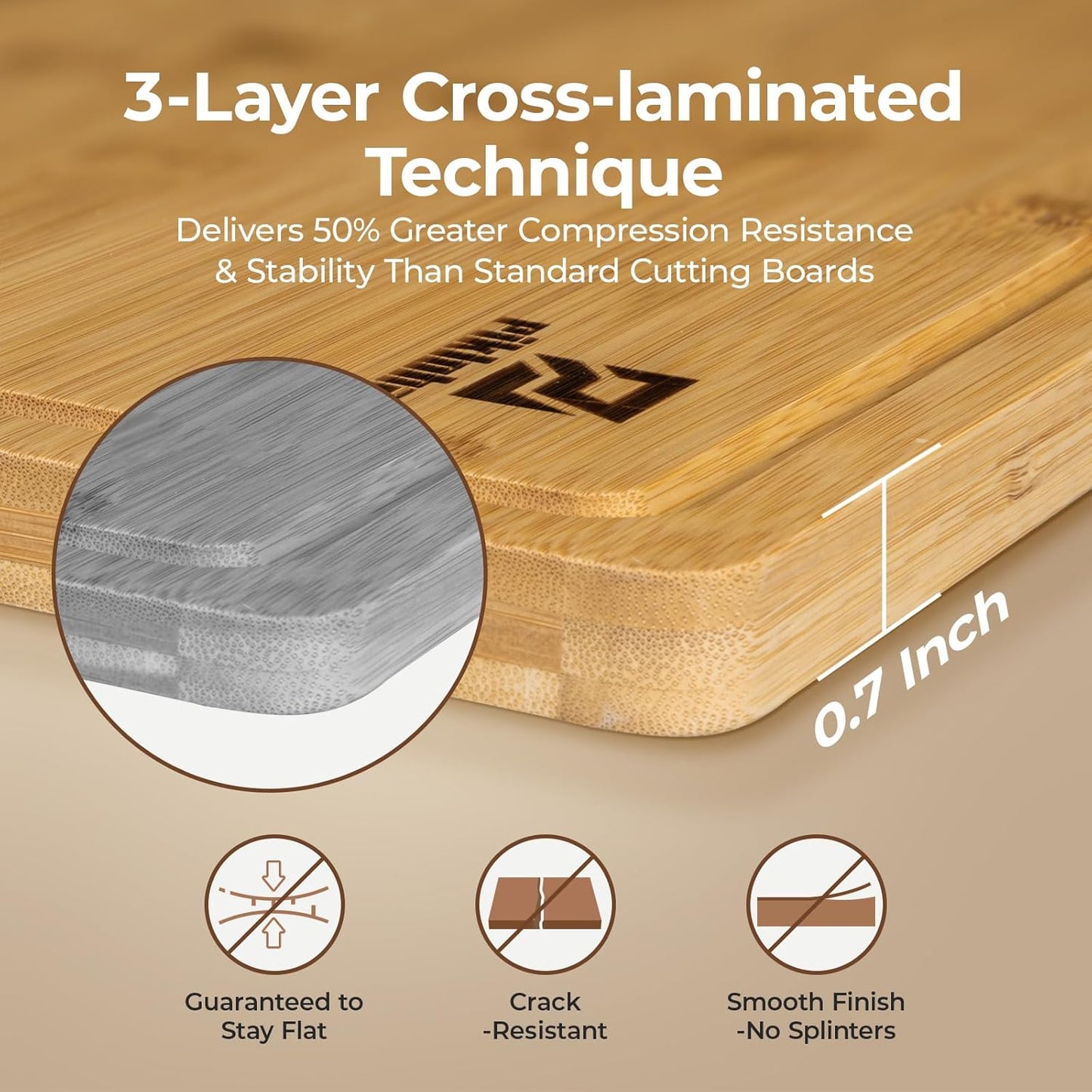 Bamboo Cutting Boards Large Set of 4 for Kitchen, Wood Charcuterie Chopping Board with Holder Non Slip, Steak Serving Tray with Juice Groove, Big Butcher Block for Cheese, Ideal for Gift