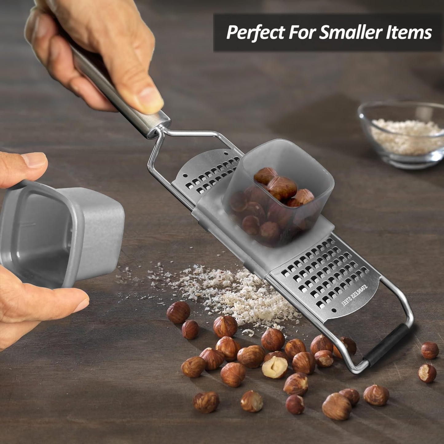 Vovoly 4-Pcs Pro Set Zester Grater Set, Cheese Grater with Razor-Sharp Stainless Steel Blade, Fine/Coarse/Extra Coarse/Slider Attachment