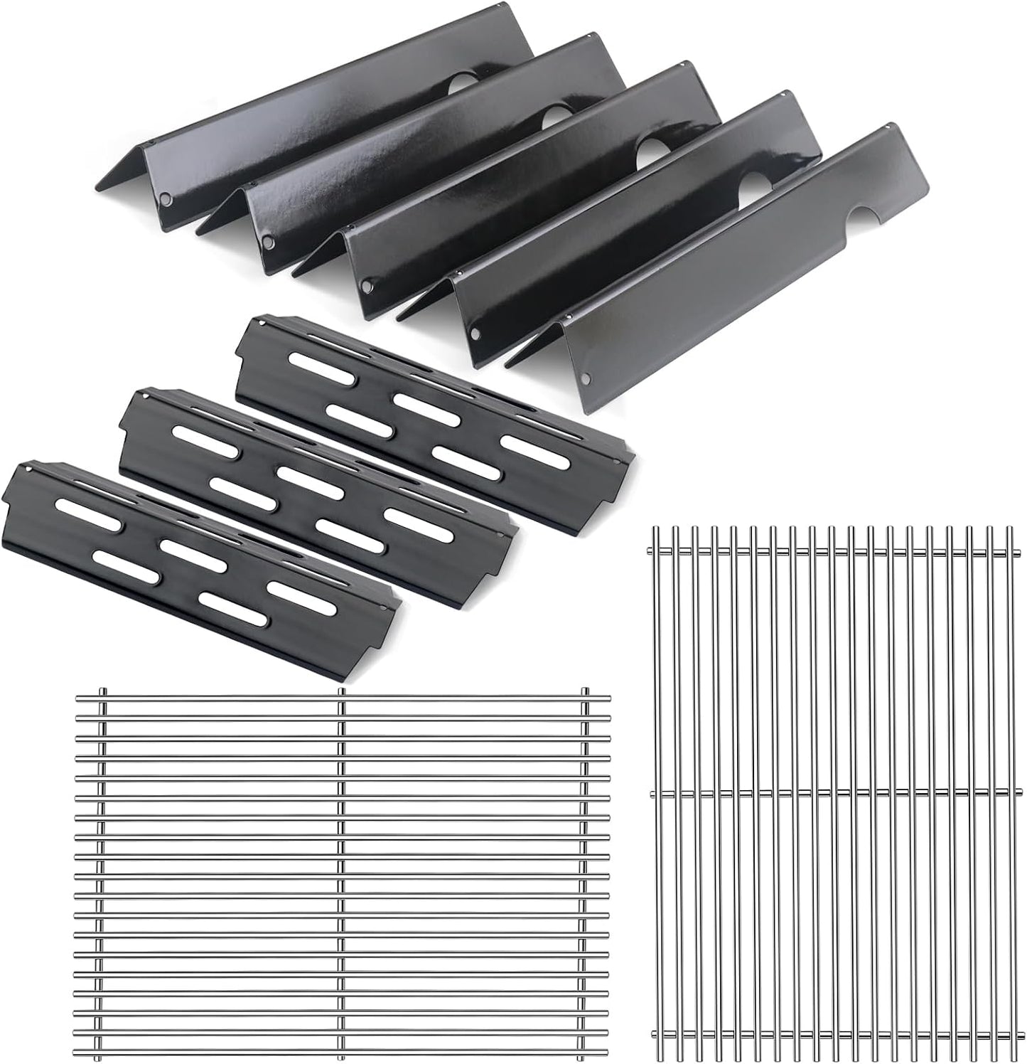 Kalomo Grill Grates Flavorizer Bars Parts for Weber Genesis II E-310, S-310, E-315, E-330, E-335, S-335, LX S-340, E-340, 66802, 66795 18”Porcelain Steel Grids BBQ Gas Grill Replacement Parts