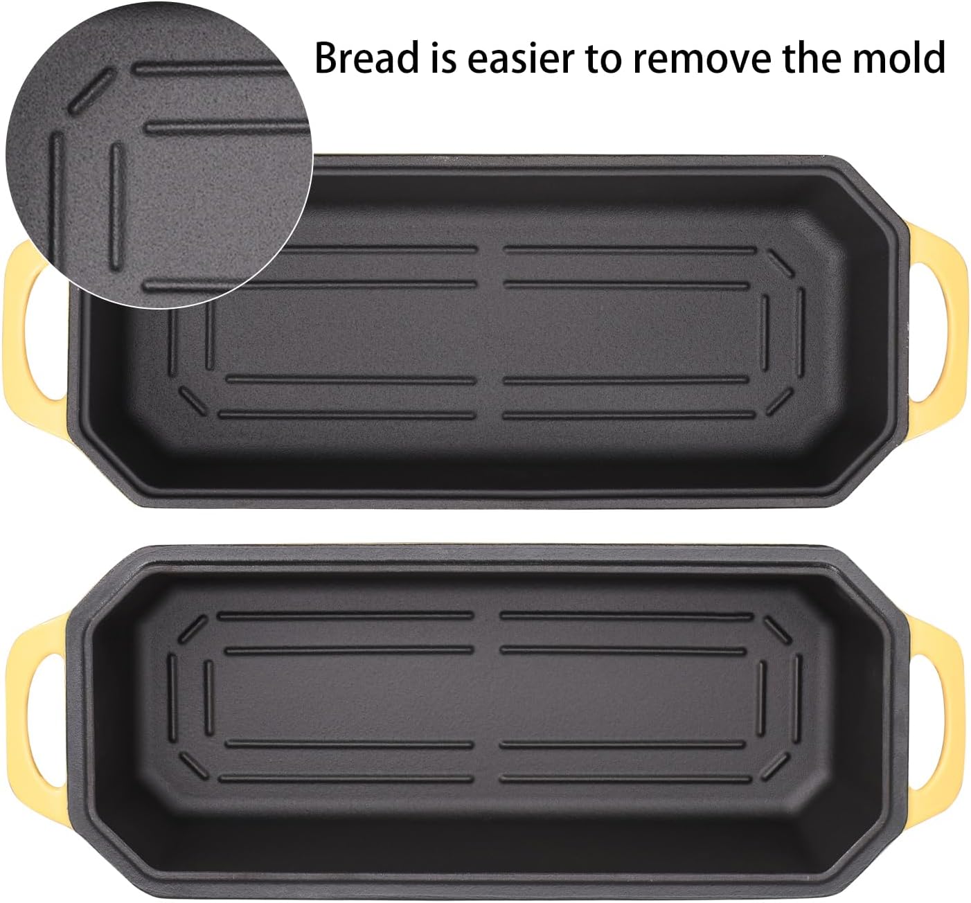 Bread Pan Cast Iron Loaf Pan with Lid Bread Loaf Pan 13x5 Inch Enameled Cast Iron Sourdough Bread Pan,Yellow