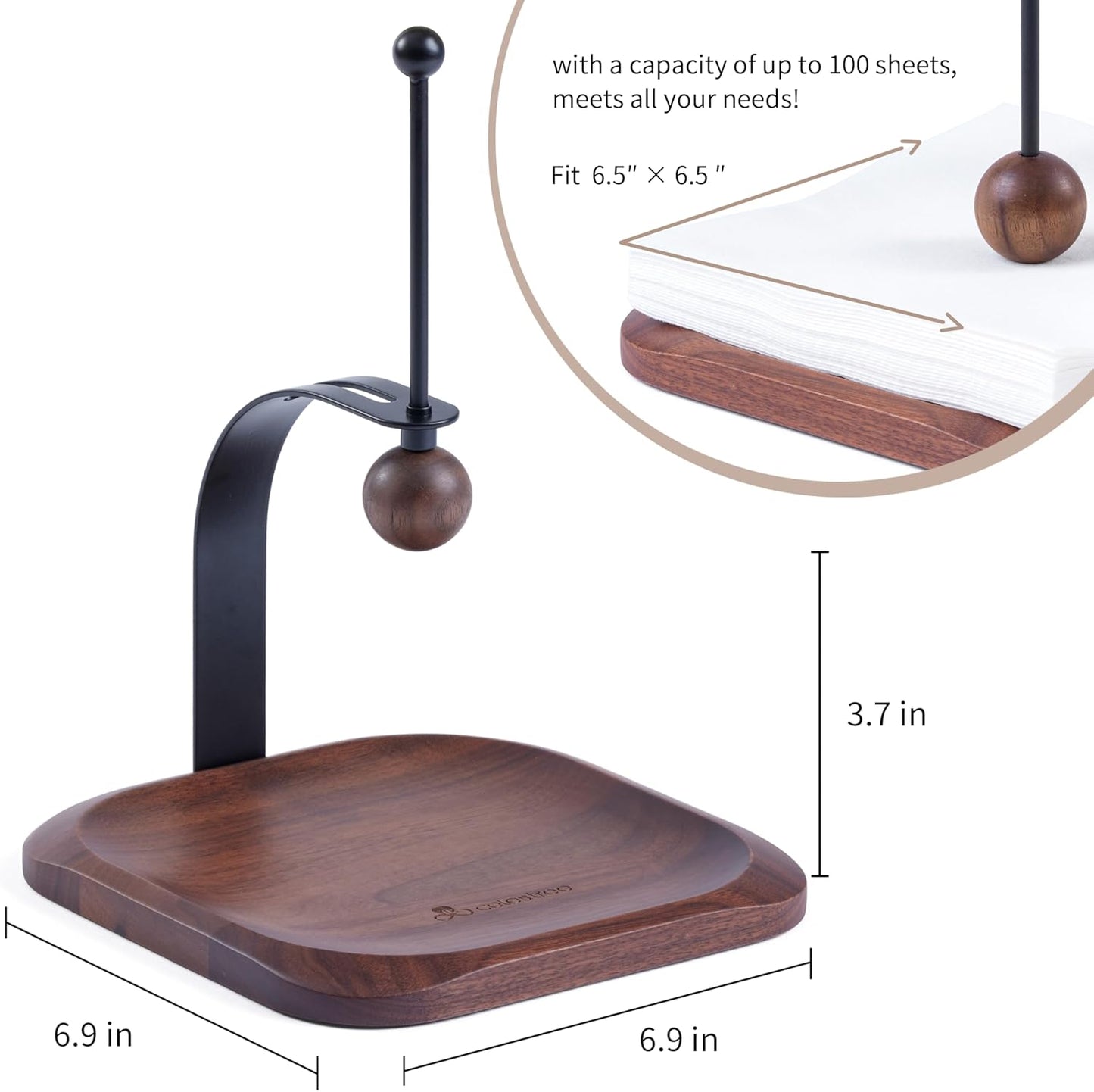 North American Black Walnut Napkin Holder Duty Solid Wood Tabletop Organizer Fits 5-7" Napkins Perfect for Table, Office, Restaurant, Home Decor Outdoor Use, Warm Gift Idea