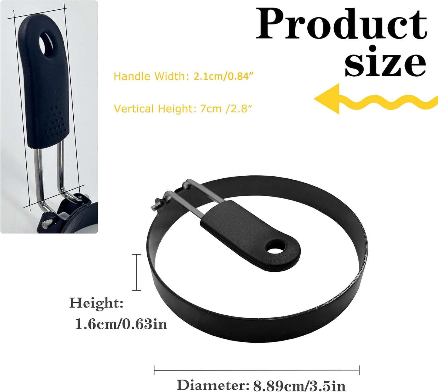 2 packs 3.5'' Egg Rings Set with Silicone Handle, Stainless Steel Egg Cooking Rings,Nonstick，For Frying Eggs and Egg Mcmuffins, Egg Mold For Breakfast