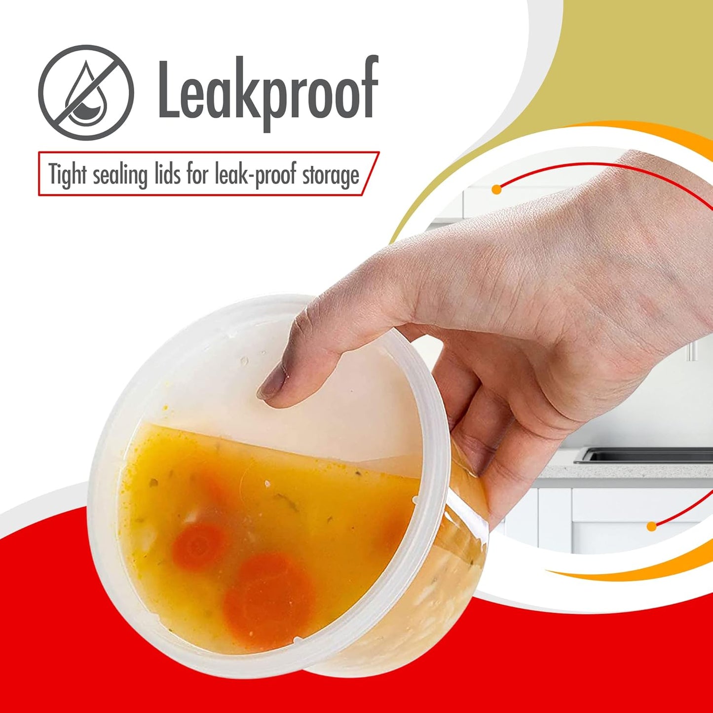 16oz-Deli Containers with Lids Leakproof - 50 Pack BPA-Free Plastic Microwaveable Clear Food Storage Container Premium Heavy-Duty Quality, Freezer & Dishwasher Safe