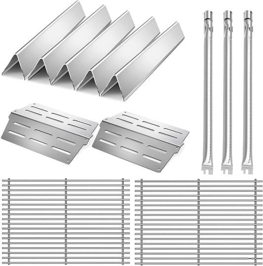 19.5" Stainless Steel 7524 Grill Grates 7620 Flavorizer Bars for Weber Genesis E330 Grill Parts with 7622 Heat Deflector 62752 Burner Tubes for Weber Genesis E310 S310 S330 EP310 300 Series