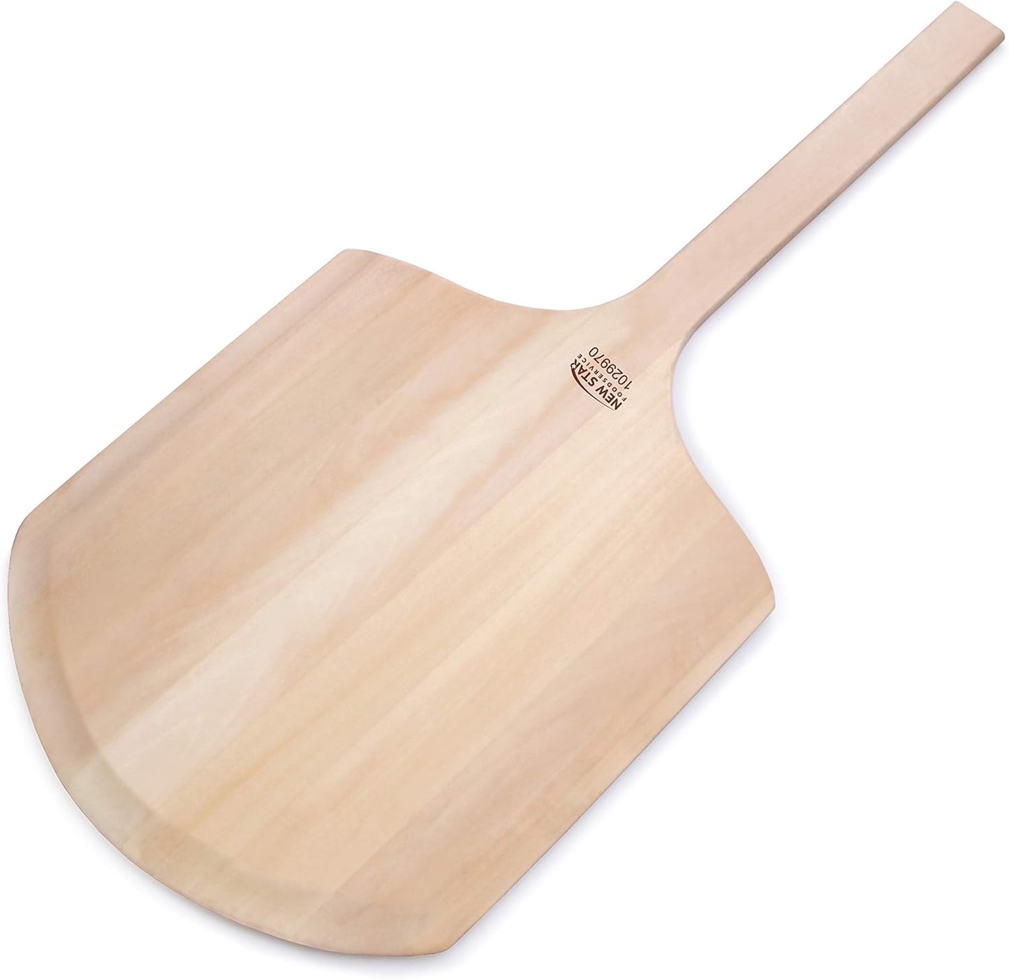 New Star Foodservice 1029970 Restaurant-Grade Wooden Pizza Peel, 16" L x 14" W Plate, with 12" L Wooden Handle, 30" Overall Length
