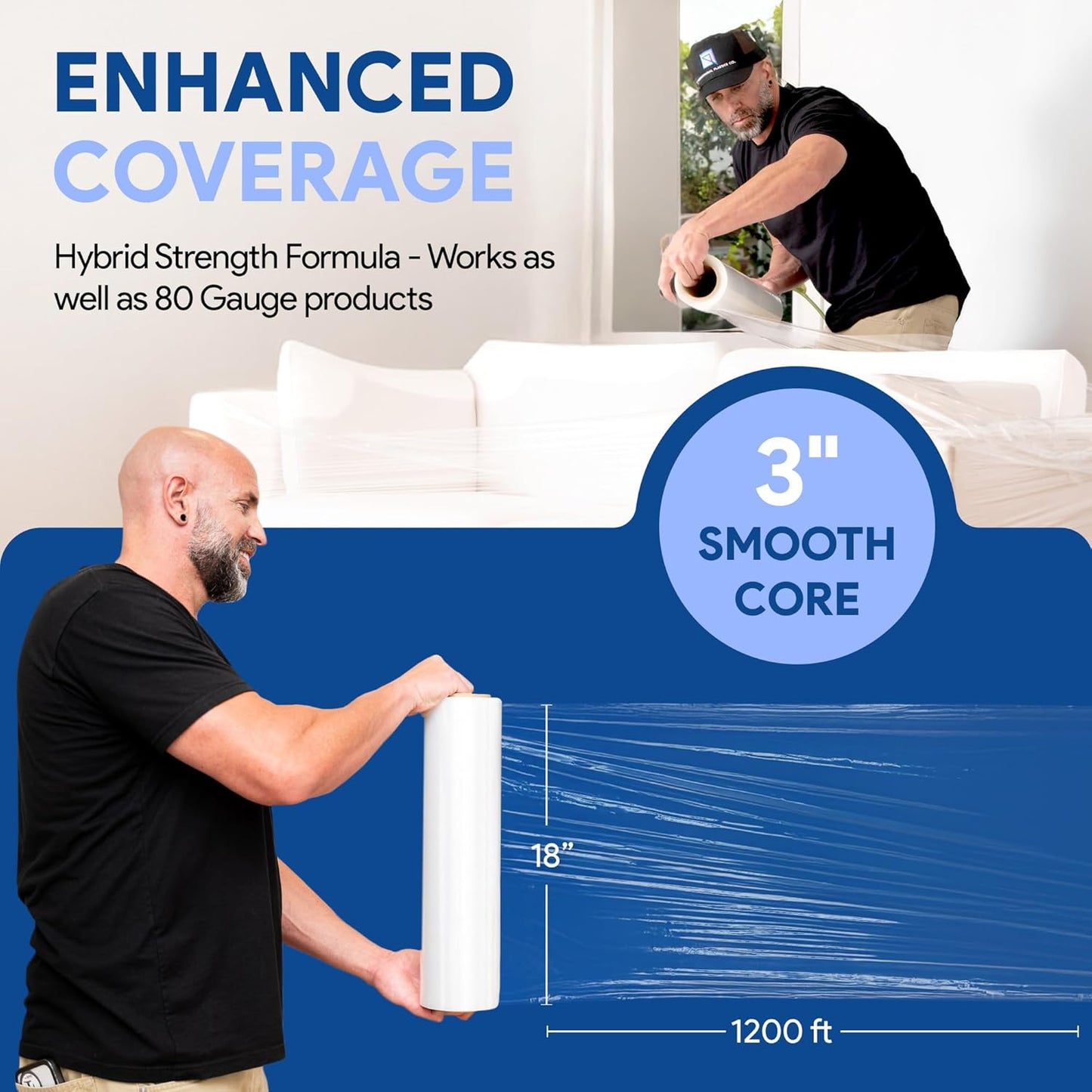 International Plastics Co. 4 Pack of 18" Plastic Stretch Film Wrap 1200 feet Each 500% Stretch Ability