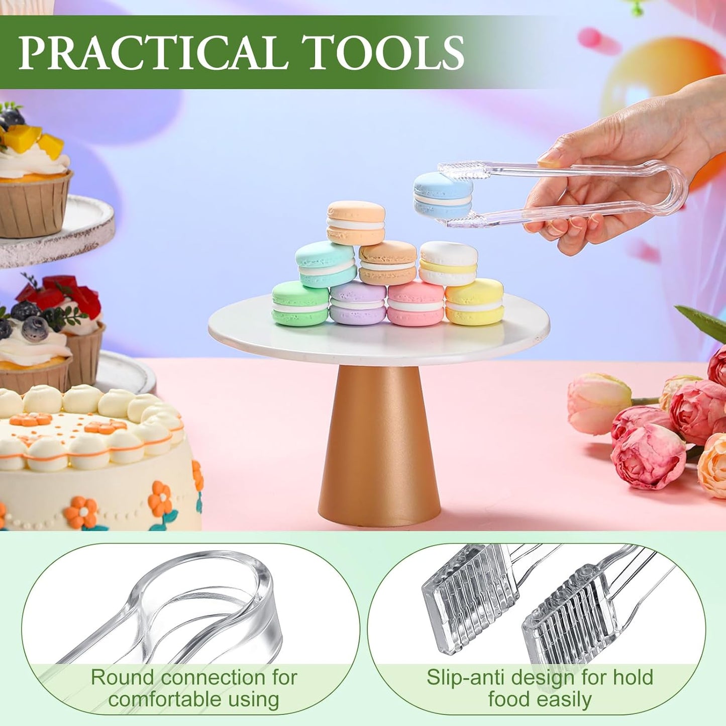 Roshtia 6 Pcs Plastic Serving Tongs Mini Kitchen Tongs Utility and Plastic Kitchen Scoops Clear Ice Scoop Mini Clear Buffet Scoop for Candy Dessert Buffet Ice Snack Coffee Tea