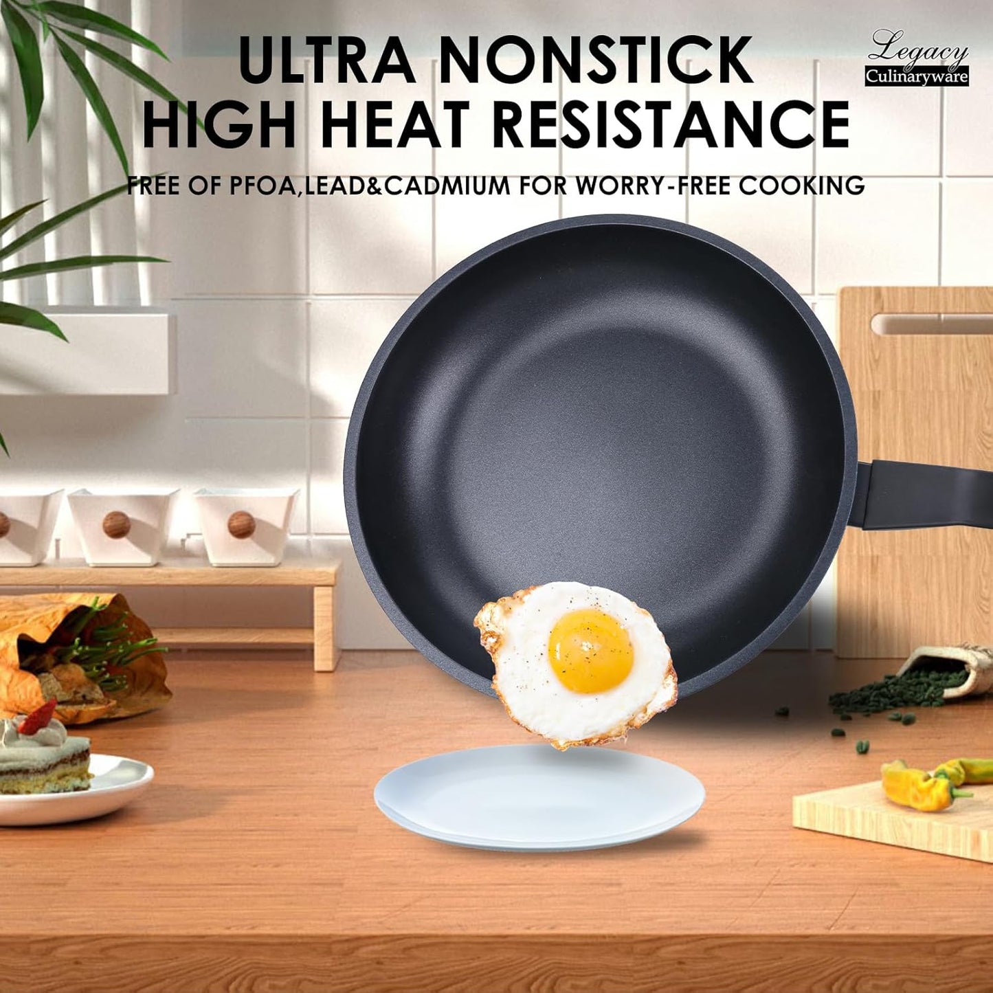 Nonstick Frying Pan Skillet,12 Inch Frying Pan Skillet,Egg pans,Omelette Pan,PFOA Free,Kitchen Pots Induction Pot,black