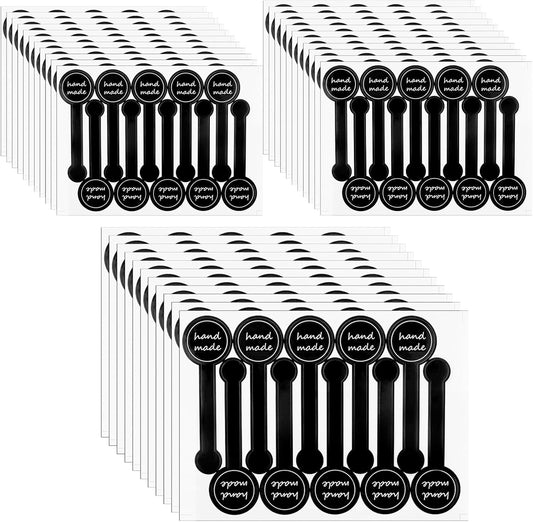 300 Pcs Handmade Stickers for Bakery Packaging – Black Self-Adhesive Food Labels for Homemade Baking, Tamper-Proof Seal Stickers