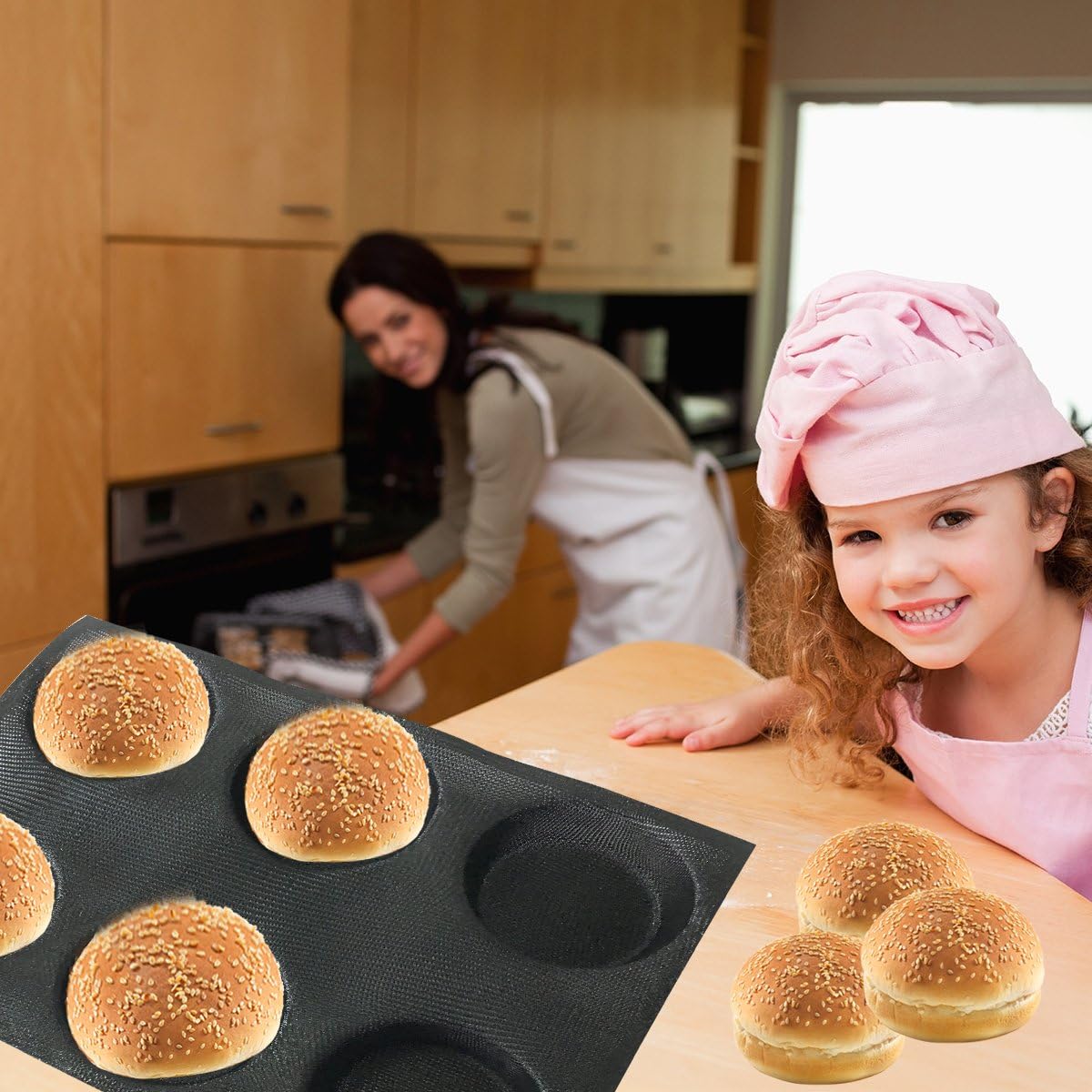 Bluedrop Silicone Bun Bread Form Round Shape Bread Tray Perforated Bakery Molds