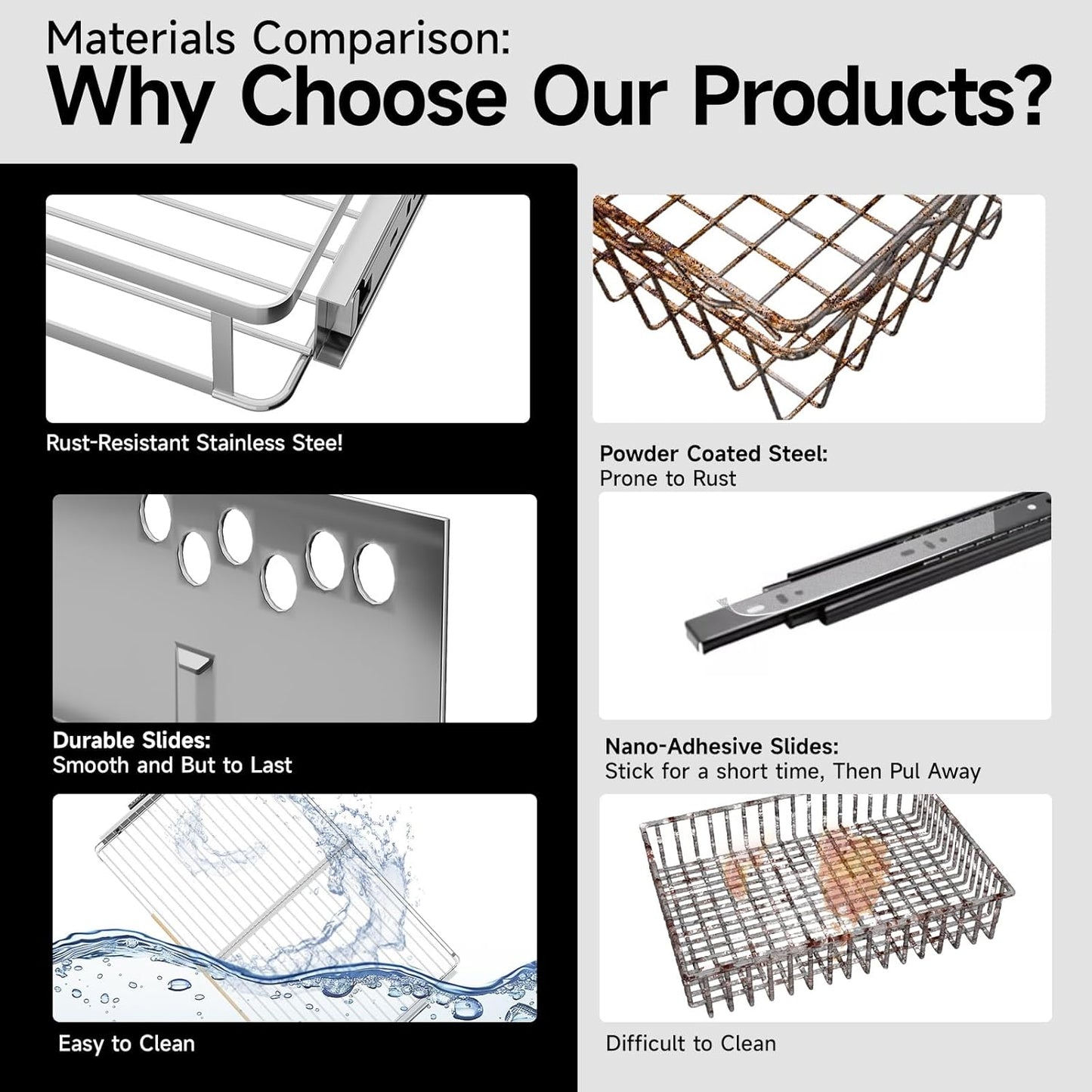 1Pack Expandable Pull Out Cabinet Organizer, Slide Out Drawers for Kitchen Cabinets, Heavy Duty Drawer Slides for Home Kitchen Pantry Cupboard Pots Pans, Adjustable Width 11.8"~18" W x 17.3''D