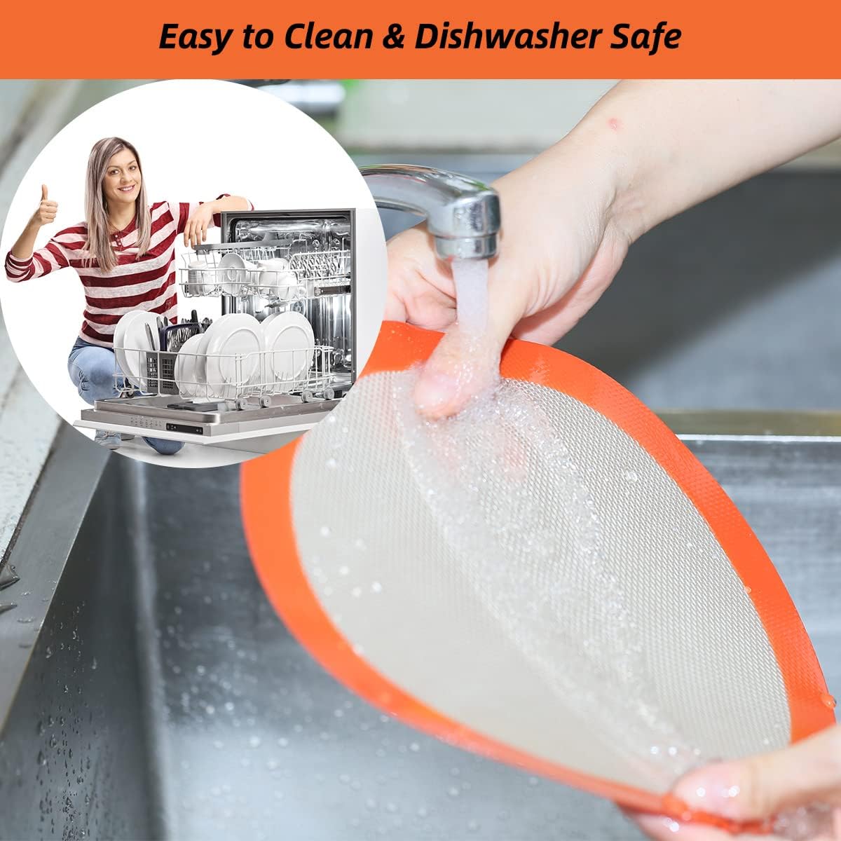 AMYONE Round Silicone Baking Mats for 10 inch Cake Pan, 10 Inch Tortilla Press Liner/Dough Mat for Cake/Tortilla/Pie/Pizza/Pastry, Food Grade Non-Stick Reusable(Round 9.65", 2PCS)