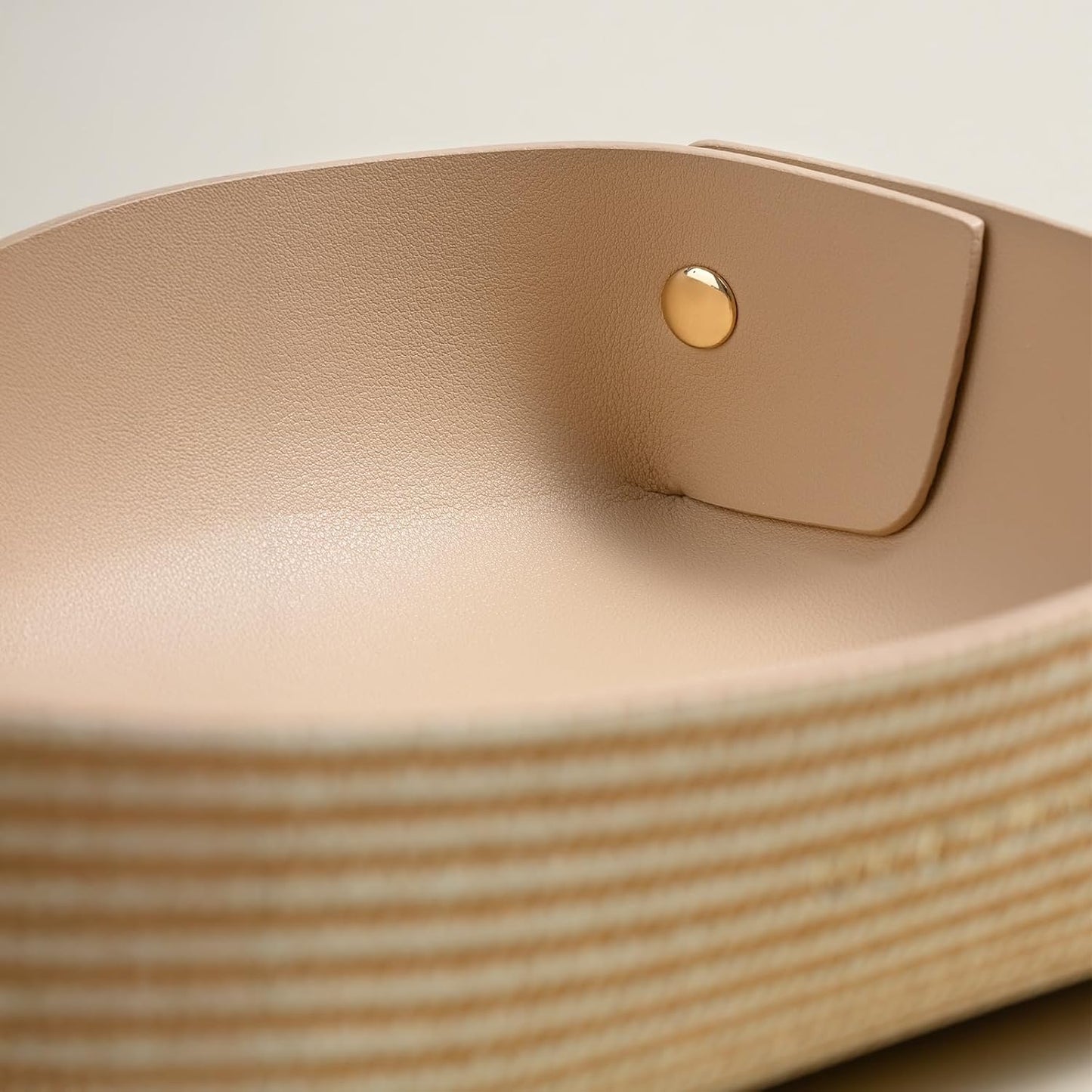 OLETHA Napkin Holder for Luncheon Napkins - Aesthetic Desk Decor for Kitchen & Dining Table - Rattan Textured, Beige