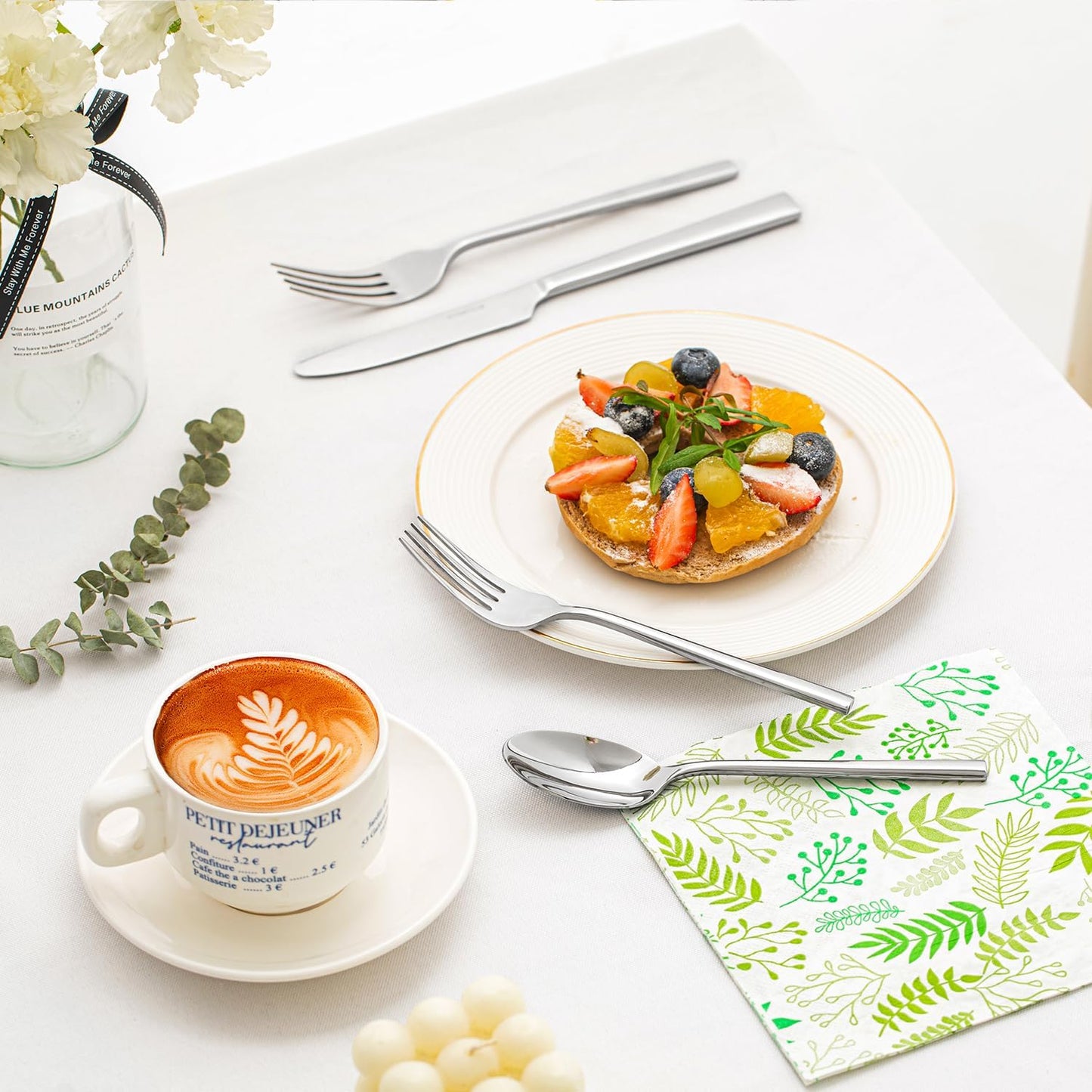 KINGSTONE Silverware Set, 40-Piece Forged Flatware Set Cutlery Set Premium Stainless Steel, Service for 8, for Kitchen, Home, Wedding, Party, Mirror Polished and Dishwasher Safe