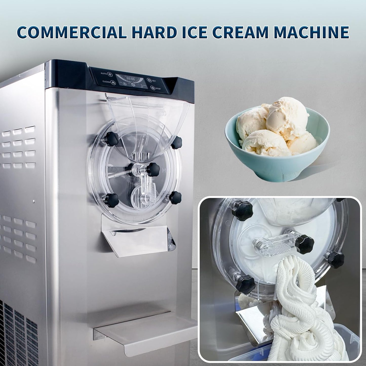 Ice Cream Maker Commercial Machine 18-24L/H, 6.3Gph Capacity Suitable for Restaurant/Bar/Home, 2000W High Hard Ice Cream Machine with LED Display, (116V 60Hz)