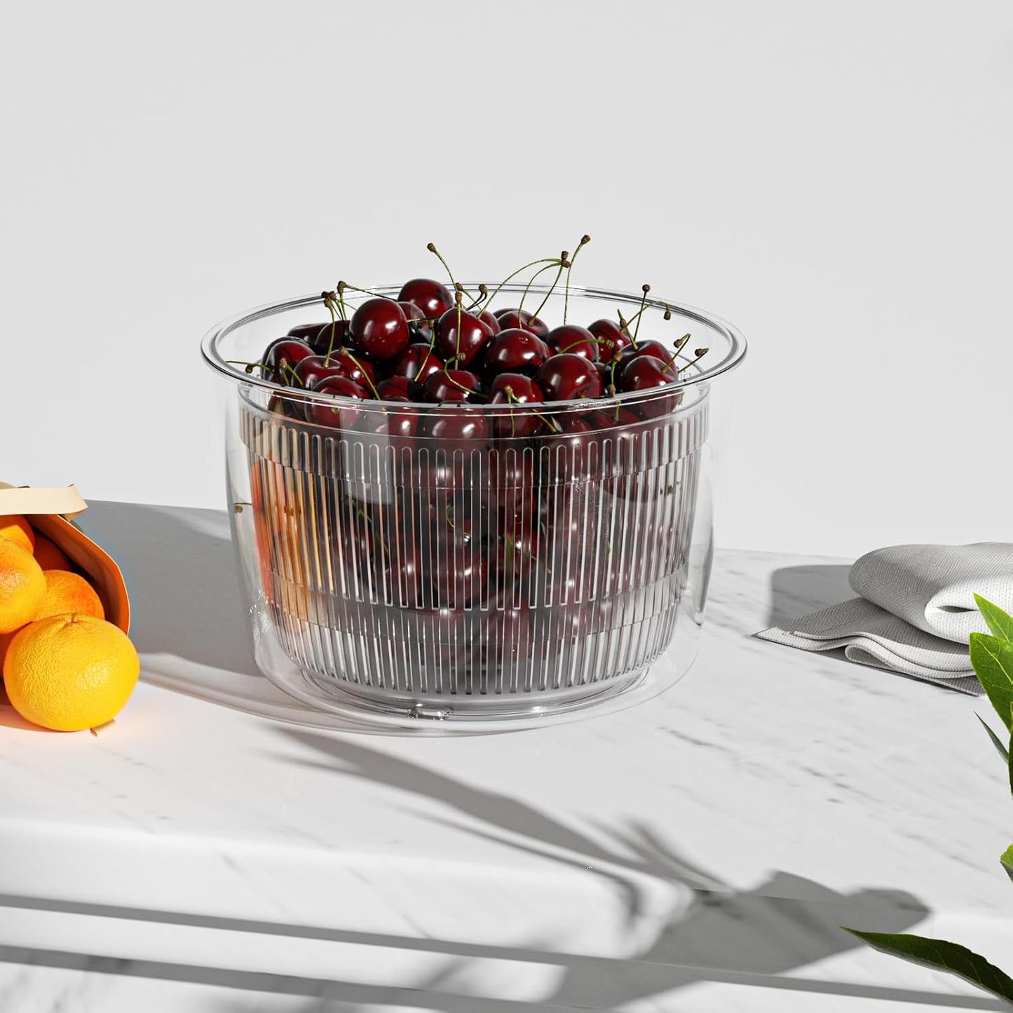 Cambom Salad Spinner Lettuce Spinner, Wash, Spin & Dry Salad Greens, Vegetable Washer Salad Dryer With Rotary Handle for Fruits & Vegetables, High Efficiency Vegetable Spinner Kitchen Gadget 3Qt Black