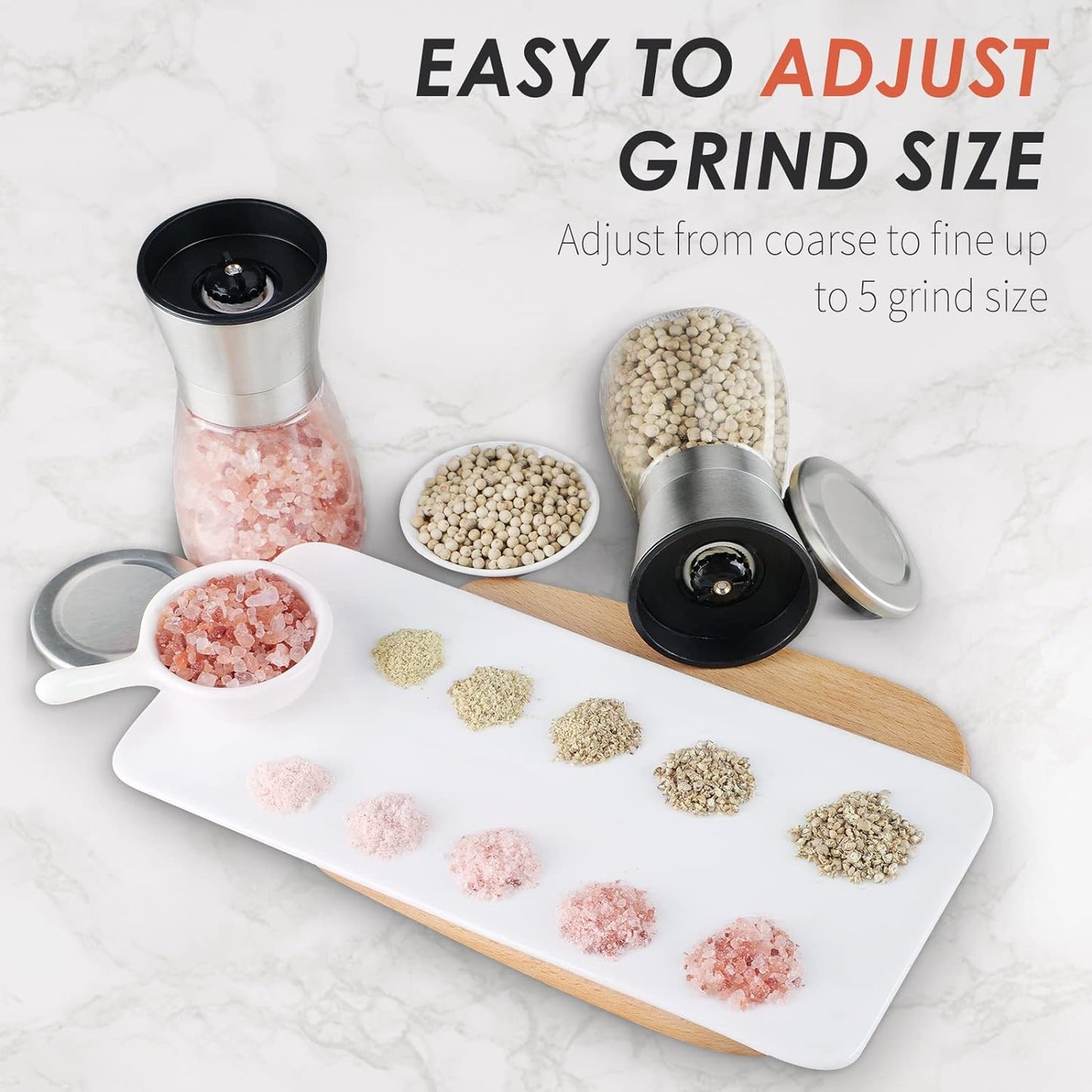 Original Stainless Steel Salt or Pepper Grinder - Top Spice Mill with Ceramic Blades, Brushed Stainless Steel and Adjustable Coarseness By Pepper Grinder （Single Package）