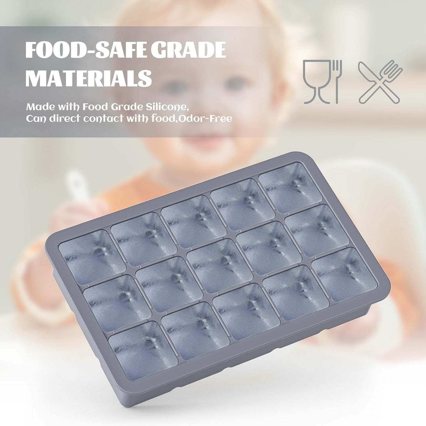 Silicone Ice Cube Tray 2 Pack, HANCELANT Ice Cube Mold, Ice Trays for Freezer with Lid for Whiskey, Baby Food, BPA Free, Easy Release