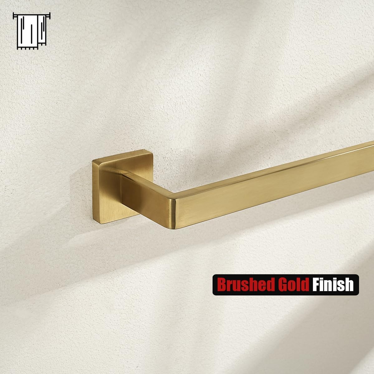 JQK Gold Towel Bar, Rounded Edges 18.41 Inch Towel Rack, 304 Stainless Steel Bathroom Wall Mount, Useable Length 16 Inch, TB250L16-BG