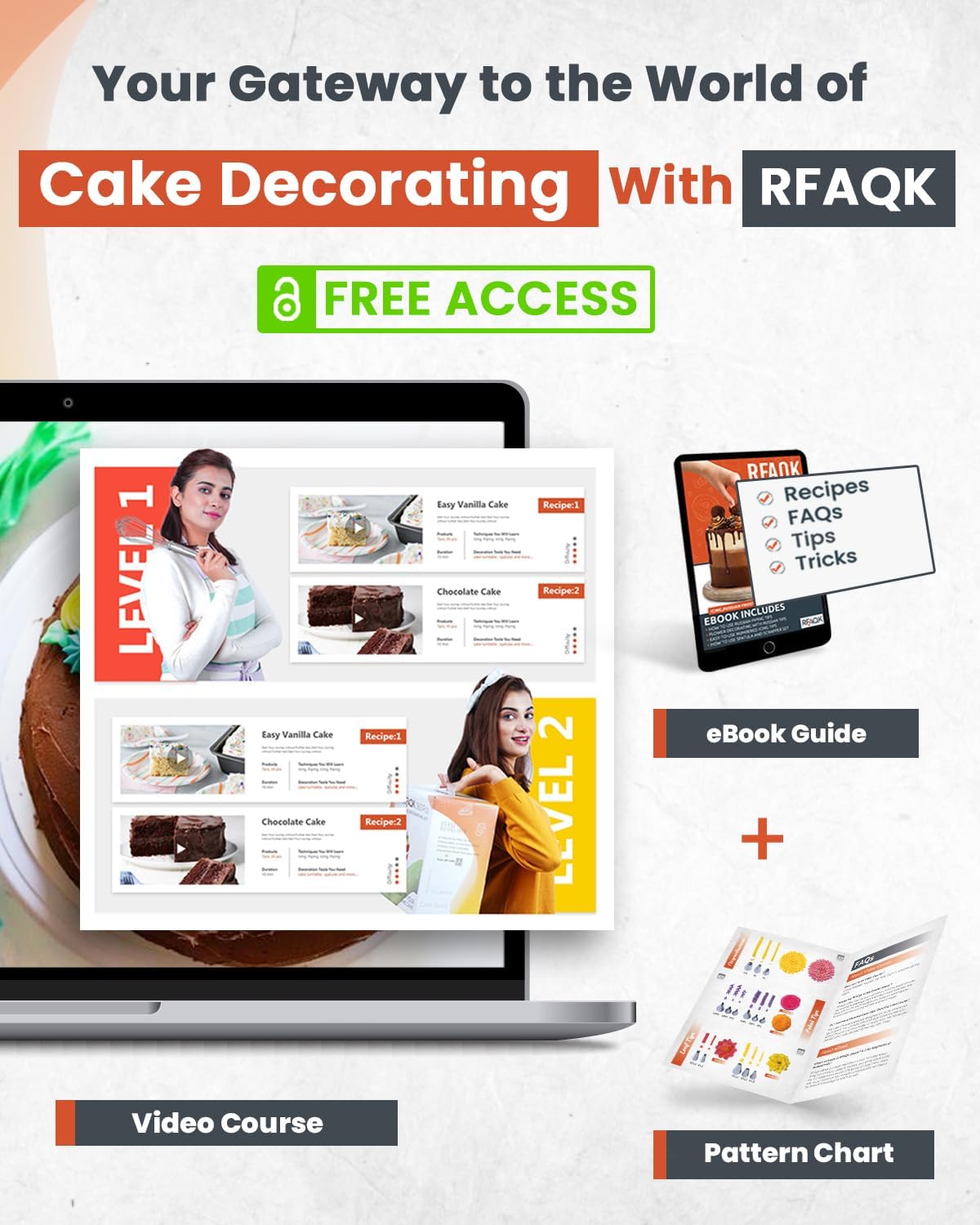 RFAQK 50PCs Cake Decorating Supplies Kit with 12" Aluminum Rotating Cake Turntable Stand, Professional Leveler, Straight & Offset Spatulas, 12 Numbered Icing Tips & Bags