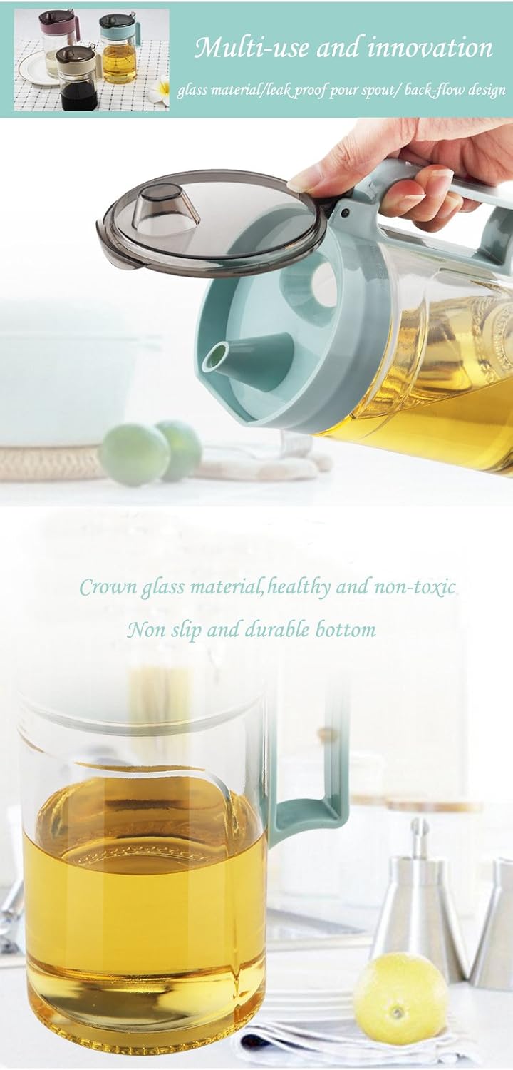 TENTA KITCHEN Olive Oil Vinegar Syrups Bottle Dispenser Cruet - 650ml(22Oz) Oil Bottle Glass With No Drip Plastic Bottle Spout And Protective Cap