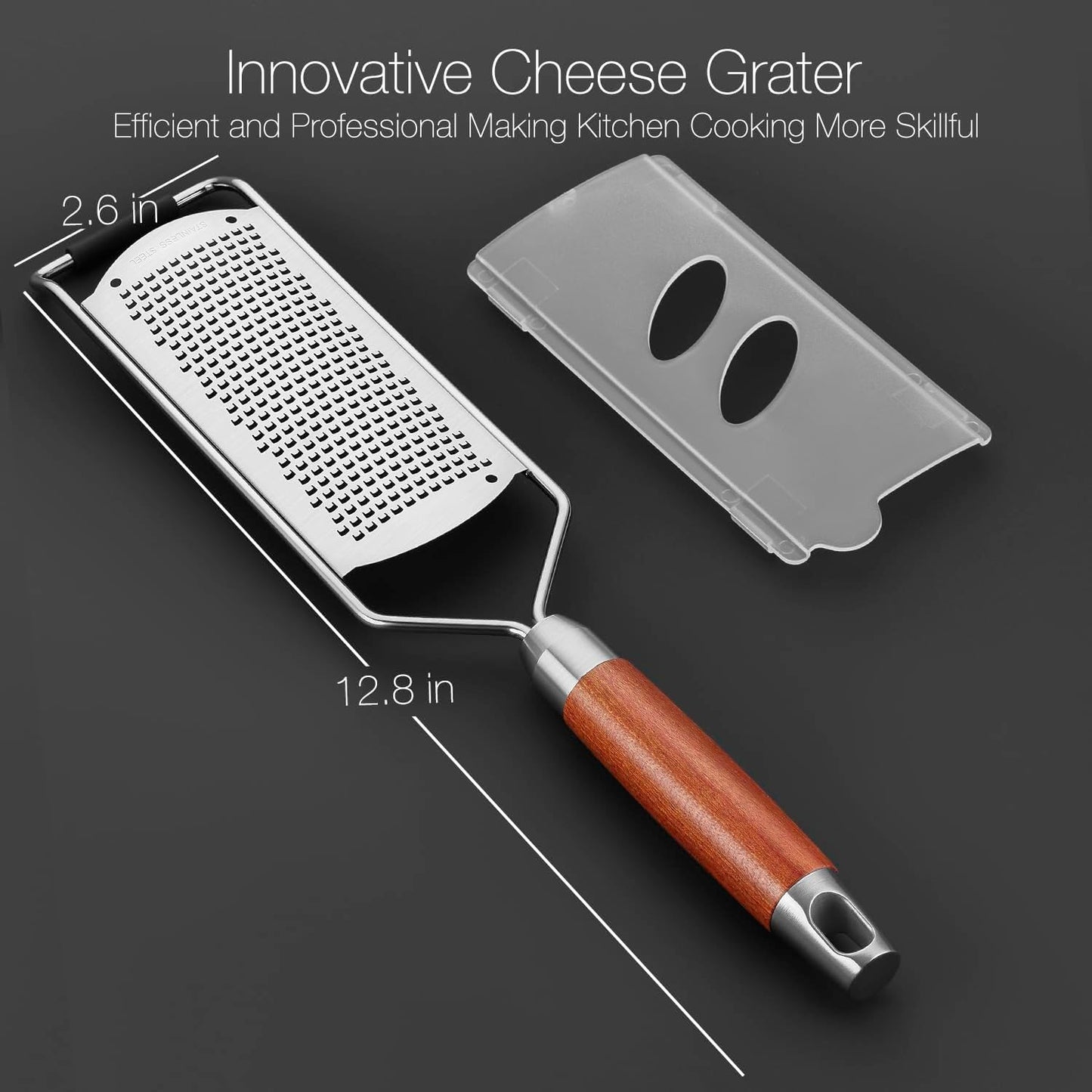 Professional-Grade Lemon Zester with Fine Blades, Lightweight Cheese/Vegetable Grater, Solid Wood Handle Design - Rust-Resistant, Durable, Essential Kitchen Tool （A2）