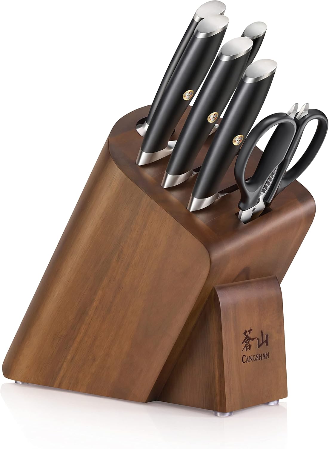 Cangshan L Series 7-Piece Cleaver Knife Block Set, Forged German Steel, Black, 1027112