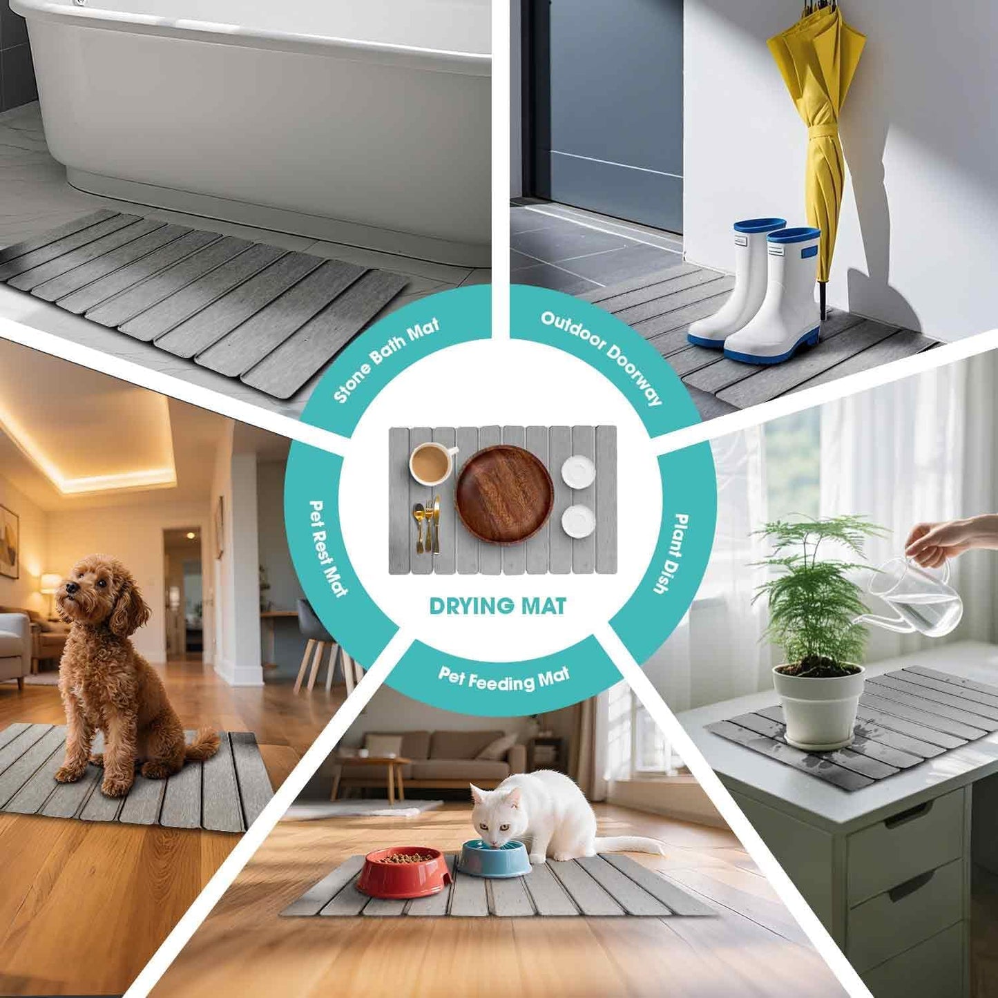 Dish Drying Mat Stone Bath Mat Diatomaceous Earth Stone Drying Mat For Kitchen Counter Sink Bath Mat Quick Dry Non Slip Foldable Dish Drying Rack Mat Large(24"×16" Dark Grey)