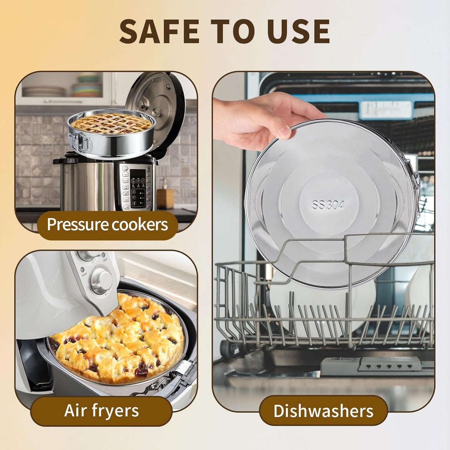 9 Inch Springform Pan - 304 Stainless Steel Nonstick Springform Cake Pan with Removable Bottom, 10 Inch Silicone Leakproof Cheesecake Pan Protector with Parchment Paper