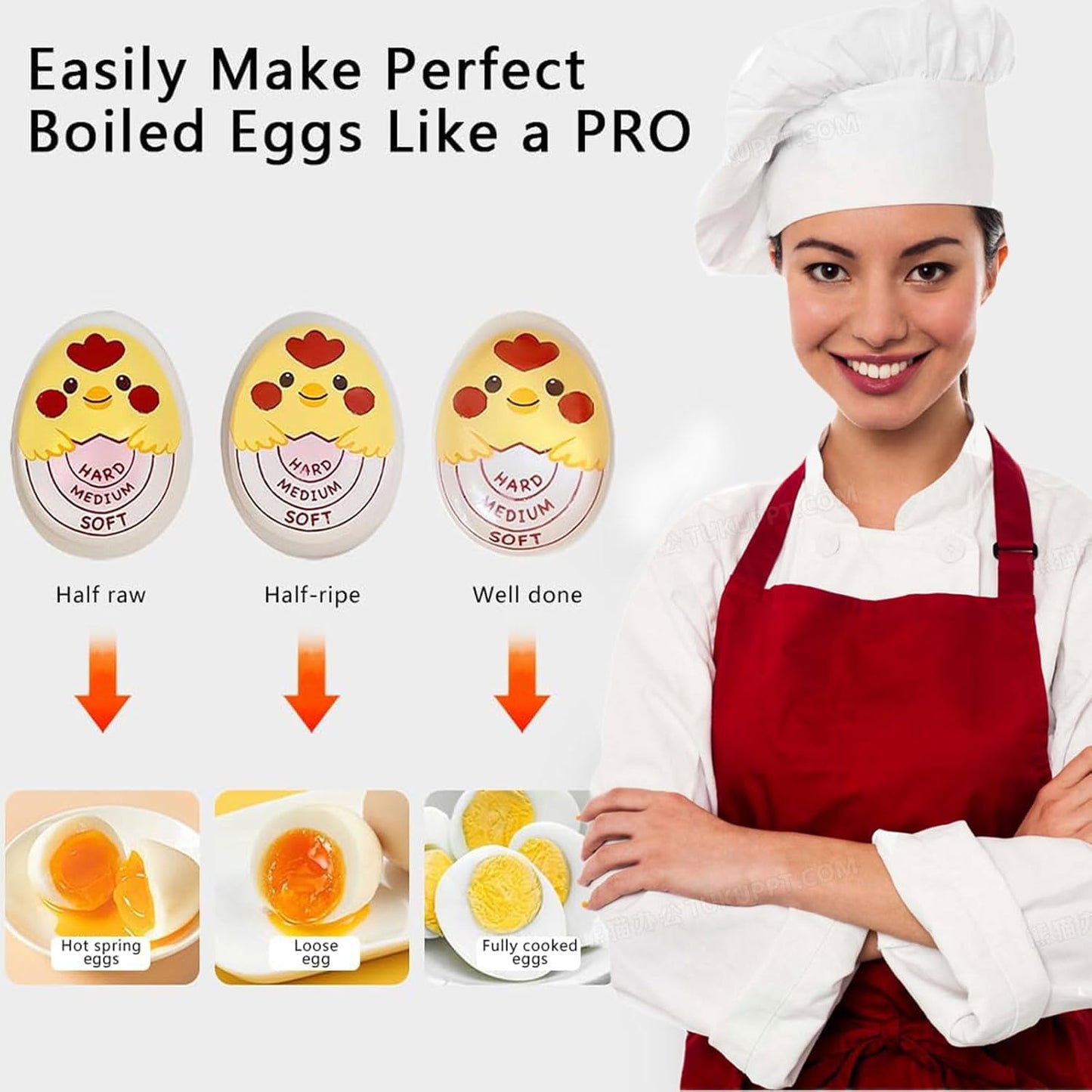 Creative kitchen Tools 3 in 1 Egg Slicer Set with (Hemisect/Slice/Petal) Great for Sandwiches Salads and Hors d'Oeuvres + Egg timer Spa Egg runny egg timer Perfect for Boiling Eggs - Hard Medium Soft