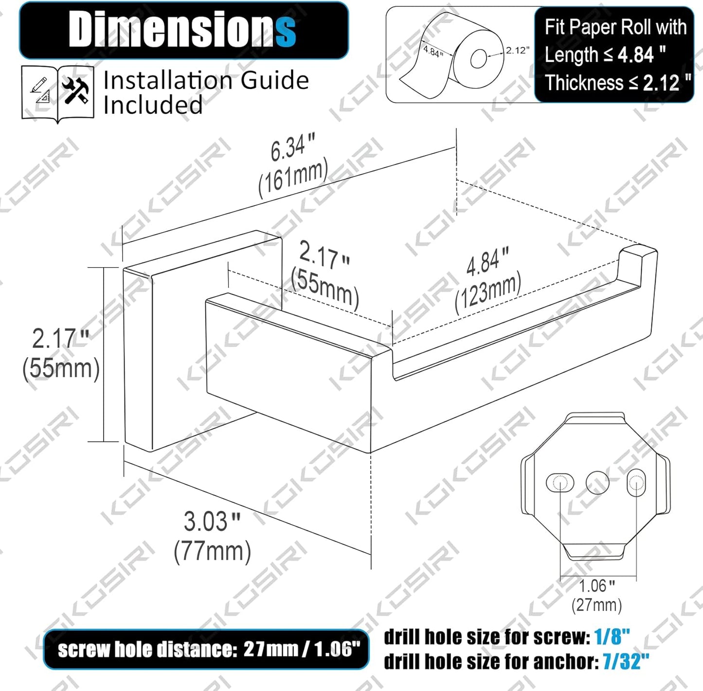 KOKOSIRI Toilet Paper Roll Holder Brushed Nickel Toilet Paper Holder Stainless Steel for Kitchen Bathroom Dispenser Wall Mounted, B2003BR