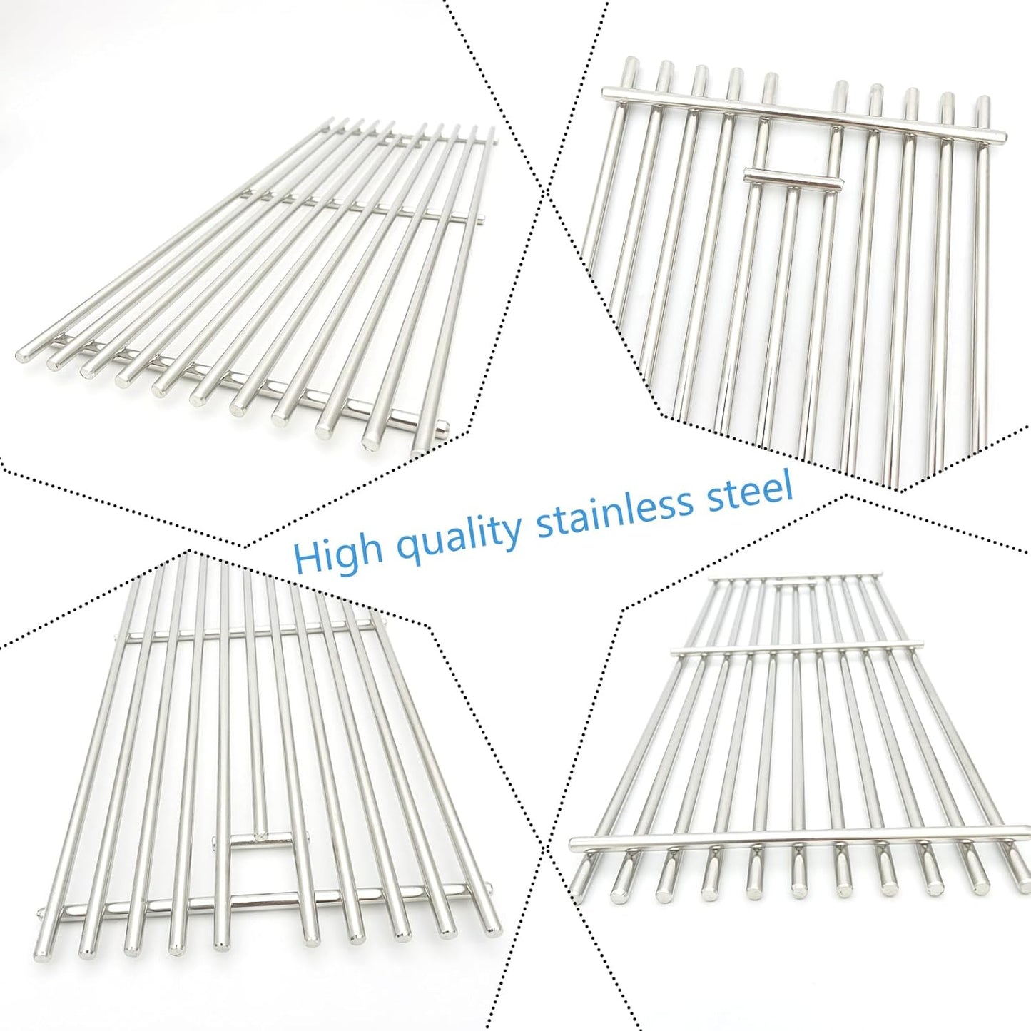 16517 Stainless Steel 4 Cooking Grid Grates Replacement for Bull Angus 47628 47629 Outlaw 26038 26039 69008 69009 65073 87049 Lion Premium L75000 Gas Grill 19-1/4"