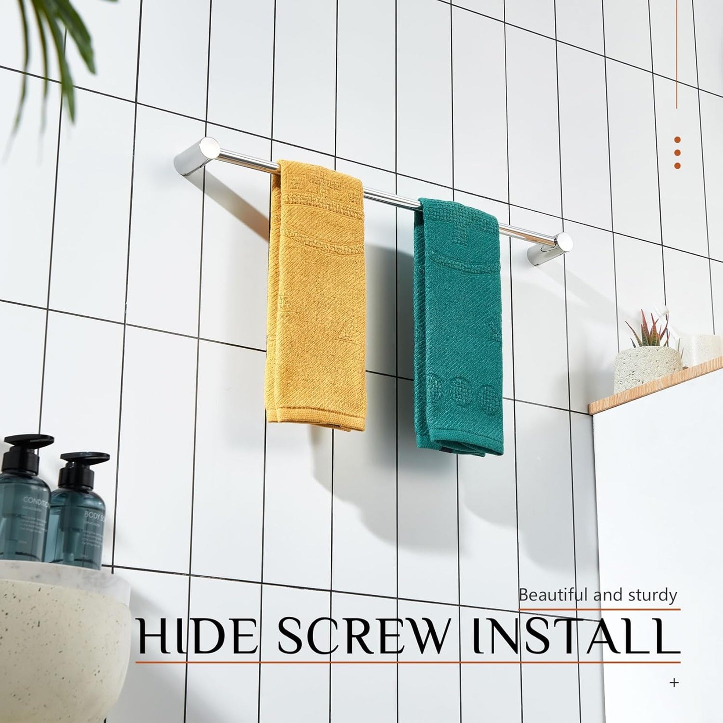 KOKOSIRI Towel Bars for Bathroom Wall Mounted 20'' Towel Rack Polished Chrome Single Rod for Lavatory Bathroom Hardware Stainless Steel, B4007CH-L20