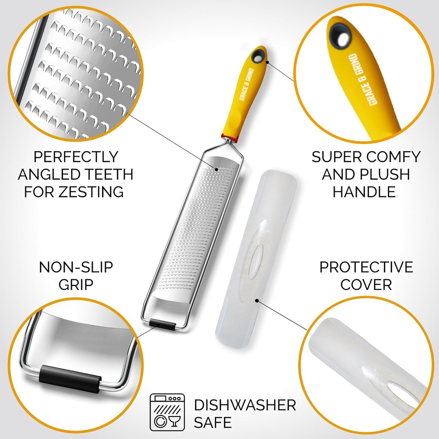 DESIGNED BY CHEFS ~ Premium Lemon Zester Grater With Perfectly Angled Teeth ~ Ideal for Citrus, Parmesan Cheese, Garlic, Vegetables and Fruits