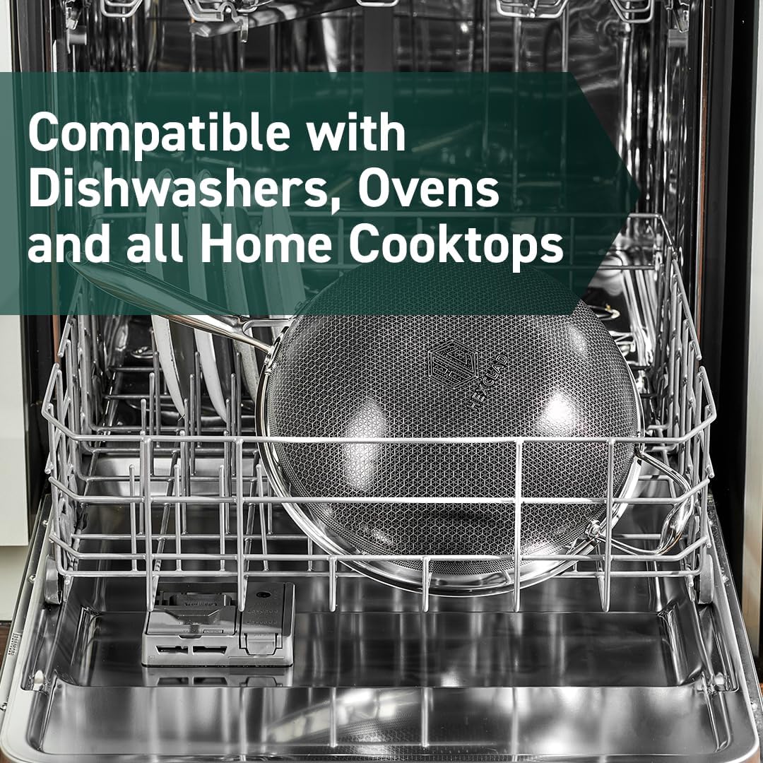 HexClad Hybrid Nonstick 10-Inch Wok, Stay-Cool Handle, Dishwasher-Friendly, Oven-Safe Up to 900°F, Induction Ready, Compatible with All Cooktops