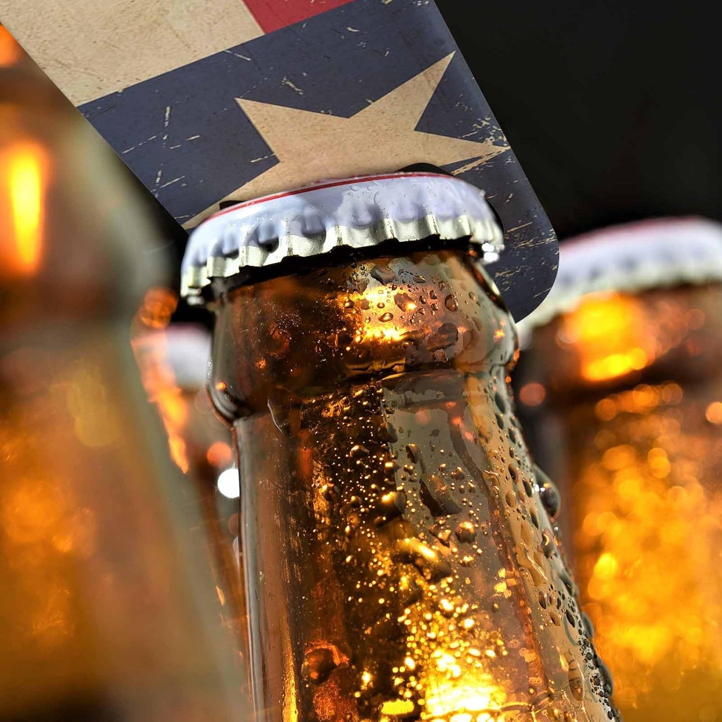 Texan Flag Stainless Steel Bottle Opener Rusty Scratched Sepia Aged Grunge Texan Flag Flat Beer Bottle Opener Keychain for Home Kitchen Bar Restaurant Party Birthday Gift