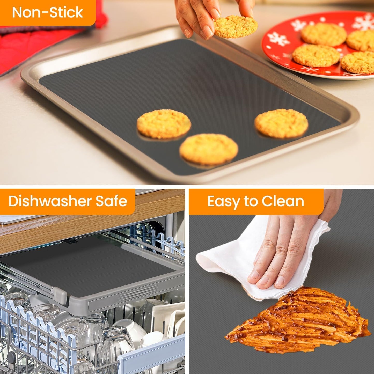 Silicone Baking Mat Roll - Cut to Size Silicone Mat- Non-slip Kitchen Counter Protector Mat, Non-Stick Silicone Pastry Mat, Reusable Air Fryer Linner, Freeze Dryer Mat, Macaron Cookie Baking Mat